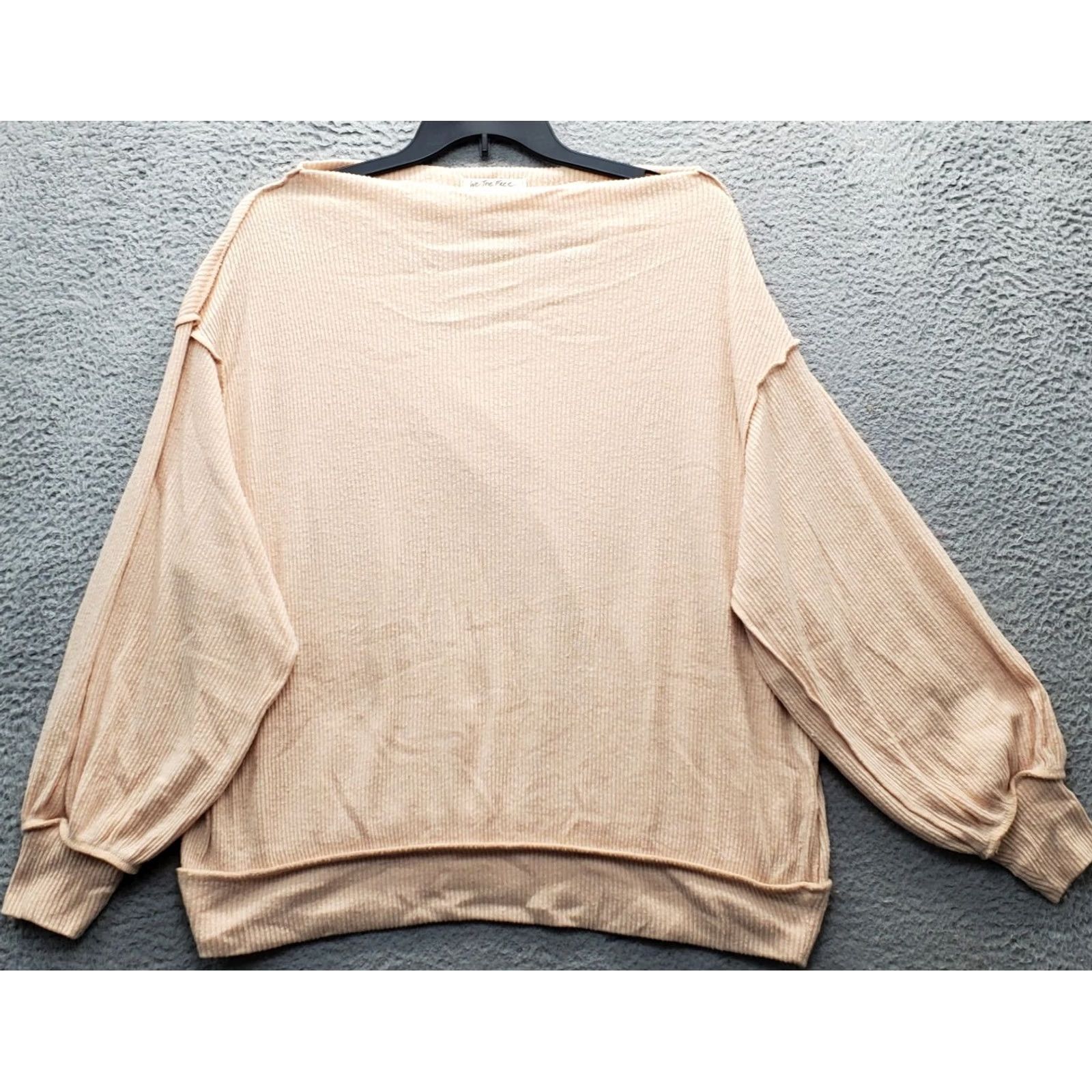 Vintage We The Free Sweatshirt Womens S Tan Ribbed Cuff & Hem Boat Neck Pullover Men’s? Size S / US 4 / IT 40 - 2 Thumbnail