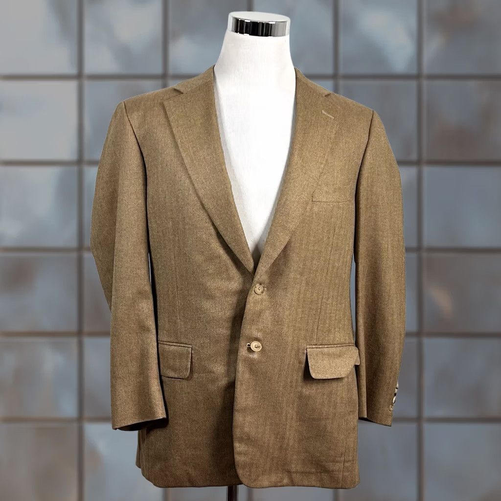 Paul Stuart Paul Stuart 42 Sport Coat 100% Cashmere Beige Herringbone Two-Button Men's Regular Jacket Beige Sports Coat 42 Mens Size US XS / EU 42 / 0 - 1 Thumbnail