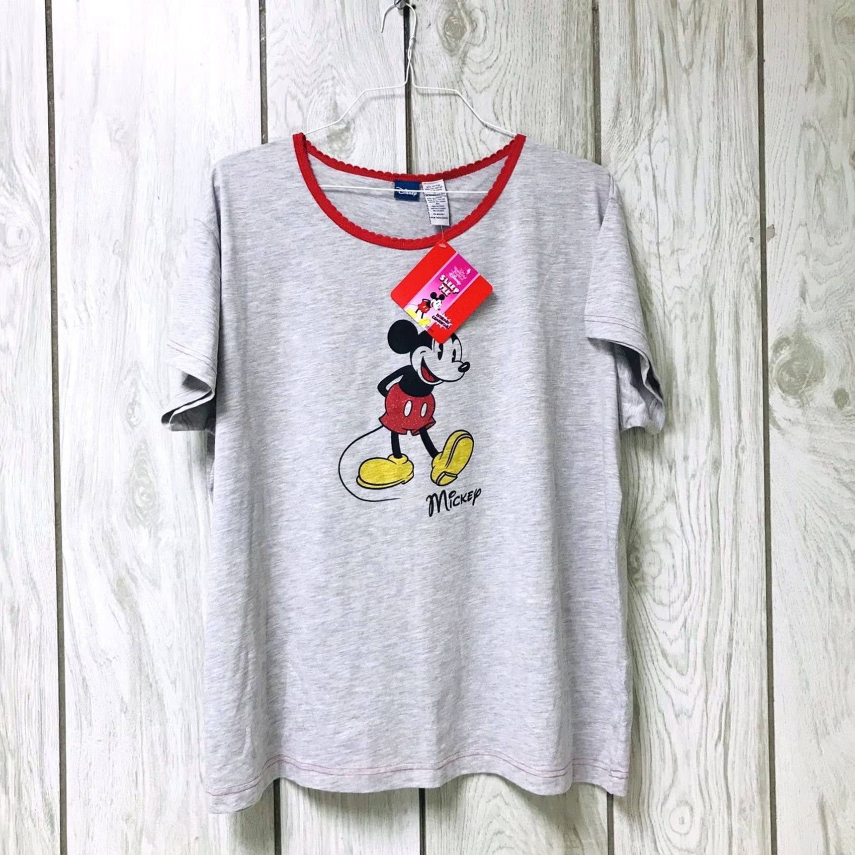 Disney VINTAGE Disney Women Gray Mickey Mouse Graphic Sleep T-Shirt Plus Size 3X (22-24) Size XXL / US 16-18 / IT 52-54 - 2 Thumbnail