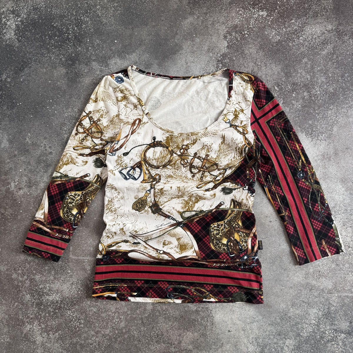 Roberto Cavalli Just Cavalli by Roberto Cavalli Vintage Y2K 3/4 Sleeve Top Size M / US 6-8 / IT 42-44 - 1 Thumbnail