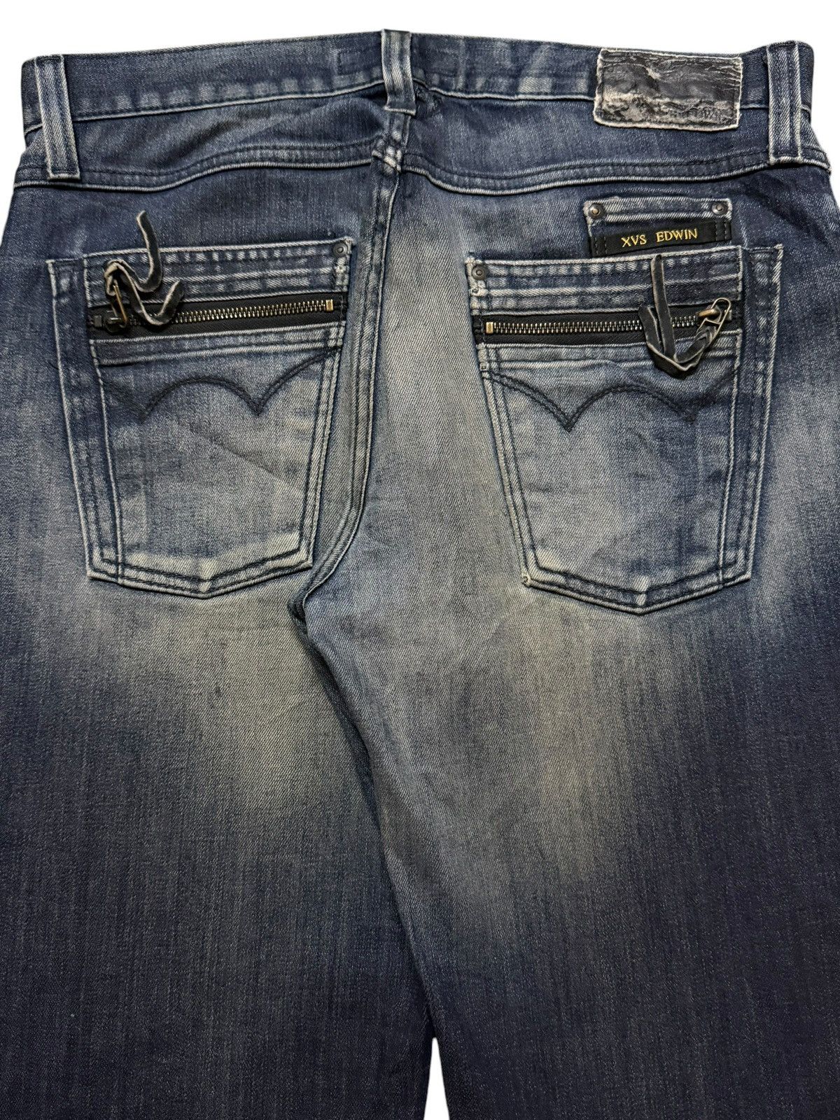 Edwin Vintage 90s Edwin XV Blue Faded Whisker Regular Straight Fit Size US 33 - 5 Thumbnail