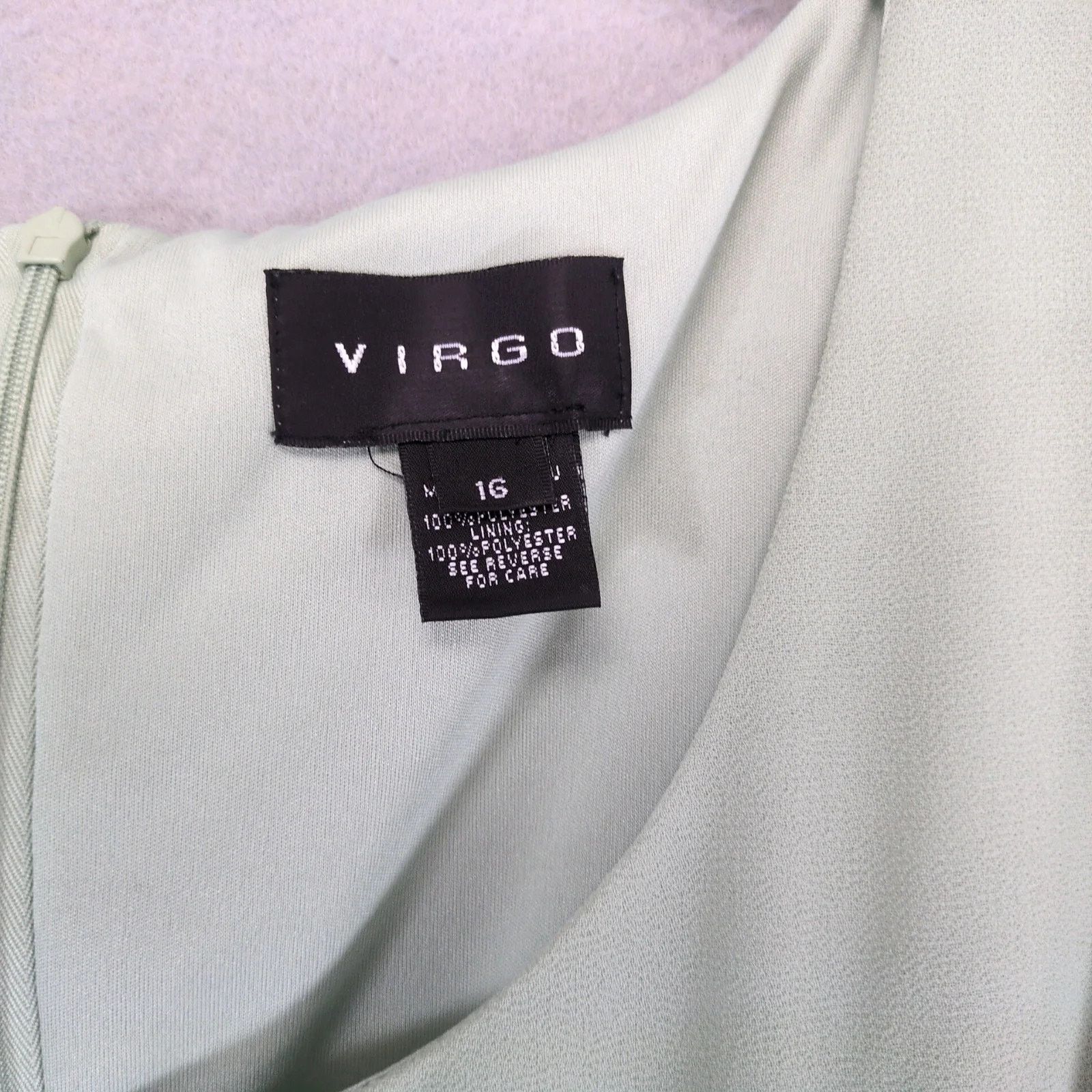 Vintage Virgo Sage Green Chiffon Sleeveless A-Line Midi Dress 16 Size XXL / US 16-18 / IT 52-54 - 3 Thumbnail