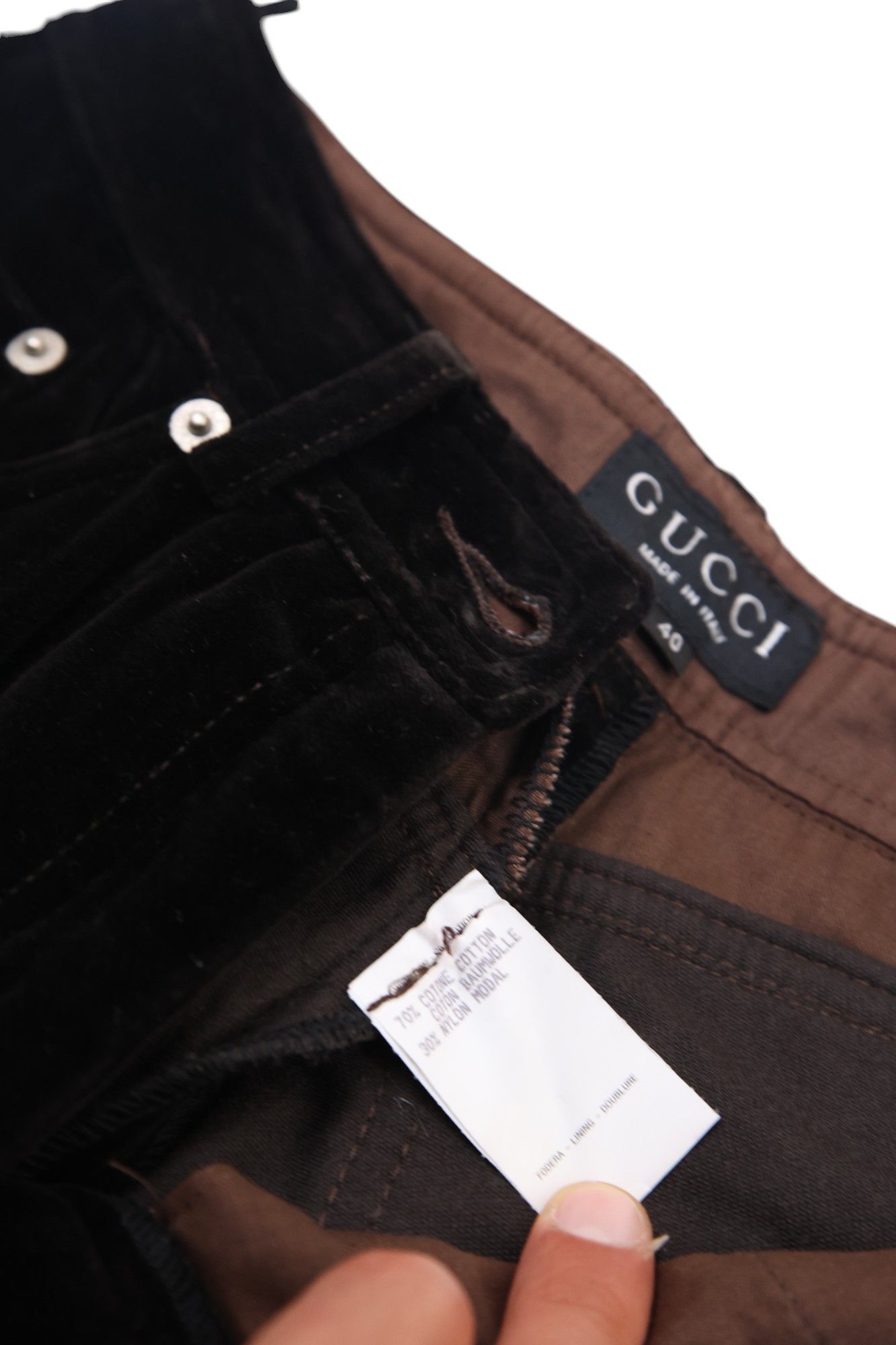 Gucci × Tom Ford F/W 1995 Bootcut Brown Velvet Pants Size 27" / US 4 / IT 40 - 10 Thumbnail