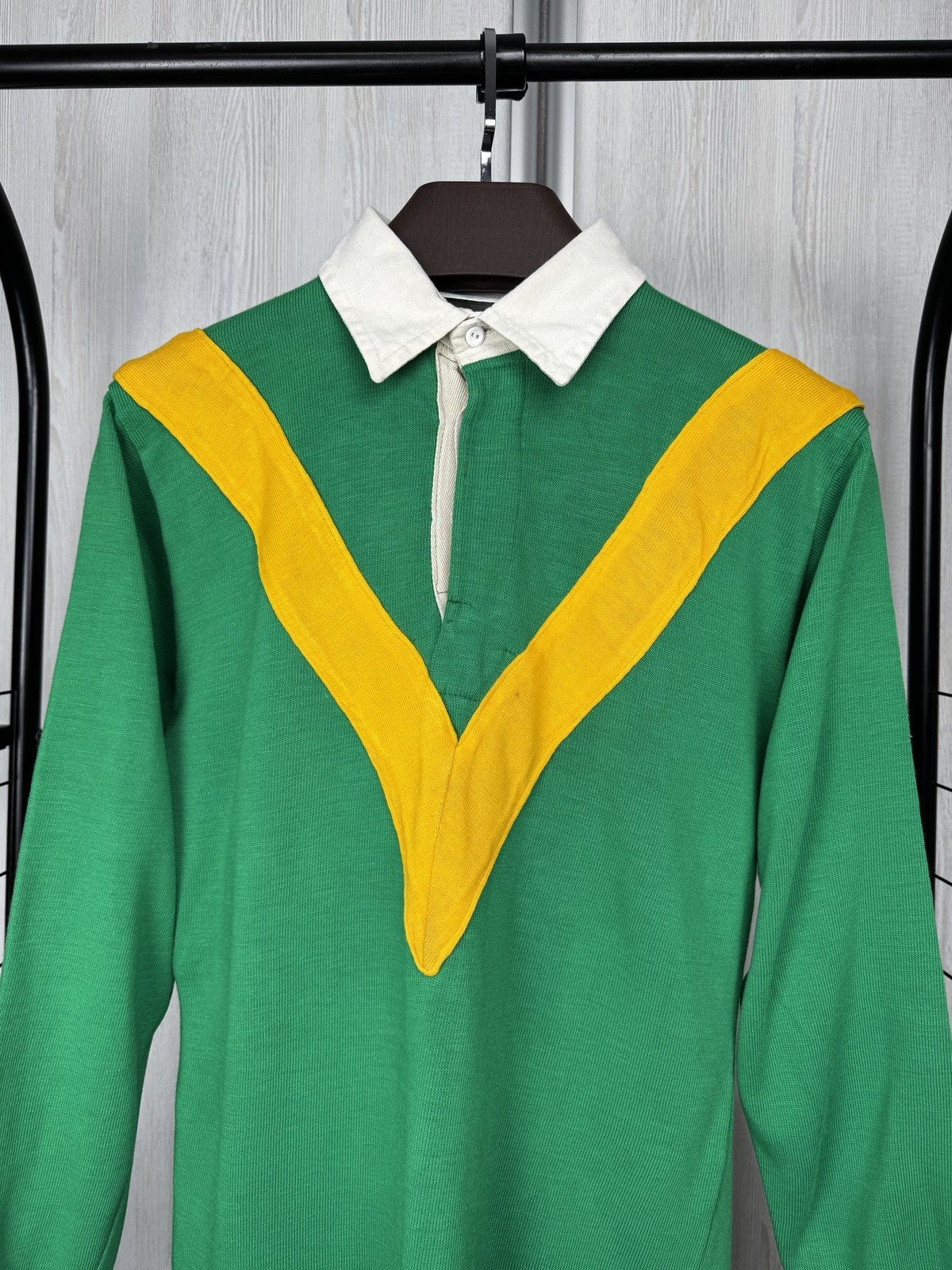 Other HALBRO #1 1980s Rugby Shirt Green Orange Stripe Vintage 40in Size US M / EU 48-50 / 2 - 3 Thumbnail
