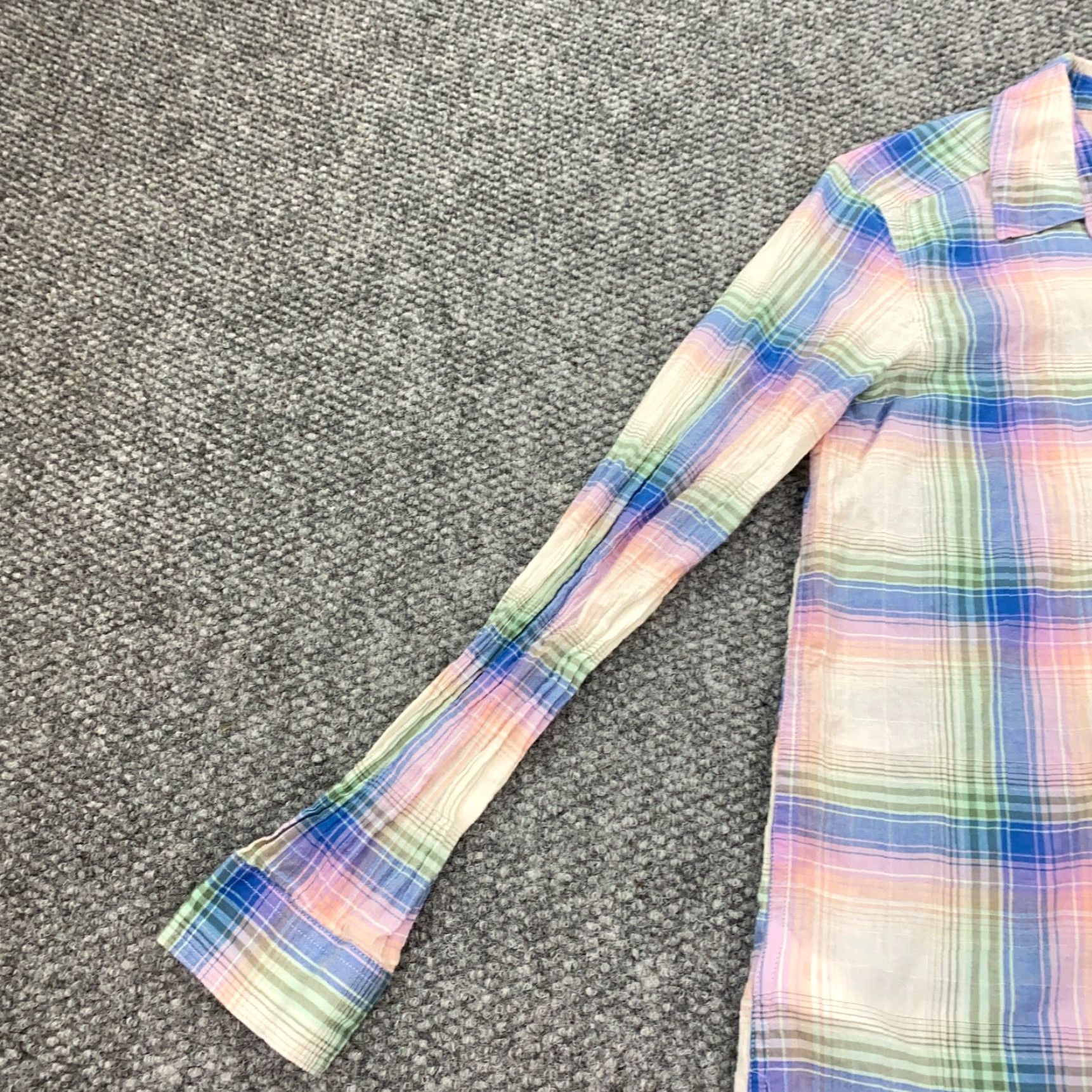Eddie Bauer Eddie Bauer Womens Shirt Top Small Ivory Plaid Button Up Pocket Regular Fit Size M / US 6-8 / IT 42-44 - 6 Thumbnail
