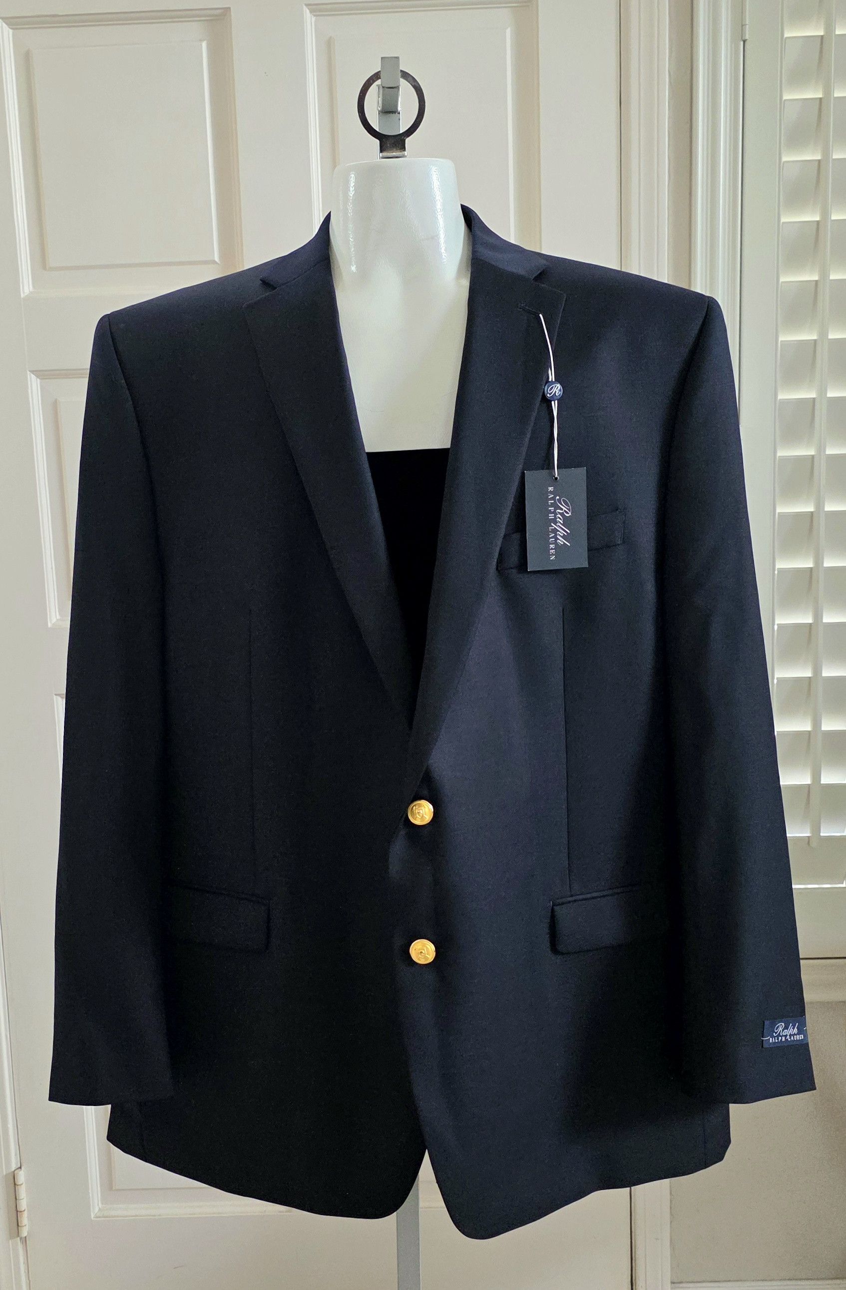 Ralph Lauren Ralph Lauren Men’s Sport Coat Blazer NAVY GOLD BUTTONS Wool Size 48L - 1 Thumbnail