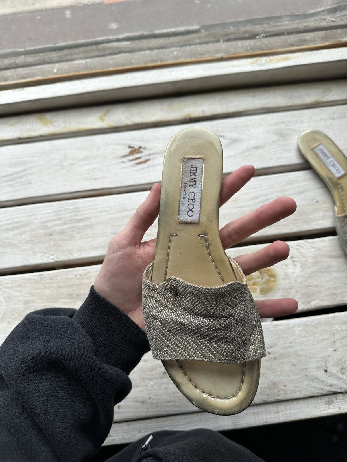 Jimmy Choo × Vintage VNTG🚨 JIMMY CHOO Matelassé Canvas Espadrille Sandals Size US 6 / IT 36 - 2 Thumbnail