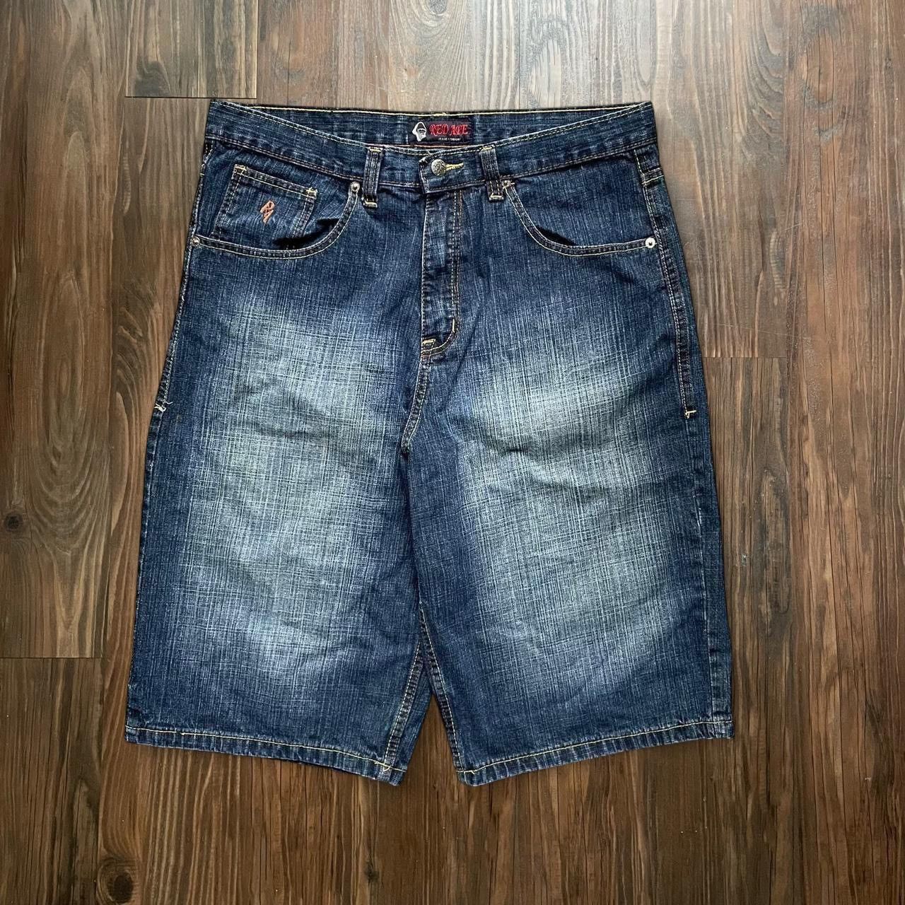 Vintage Vintage baggy embroidered denim shorts Size US 36 / EU 52 - 2 Thumbnail