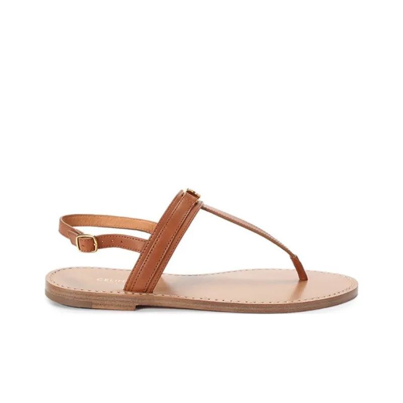 Celine o1bcso1str0724 Flat Sandal 05 Vegetal Calfskin in Tan Size US 7 / IT 37 - 1 Thumbnail