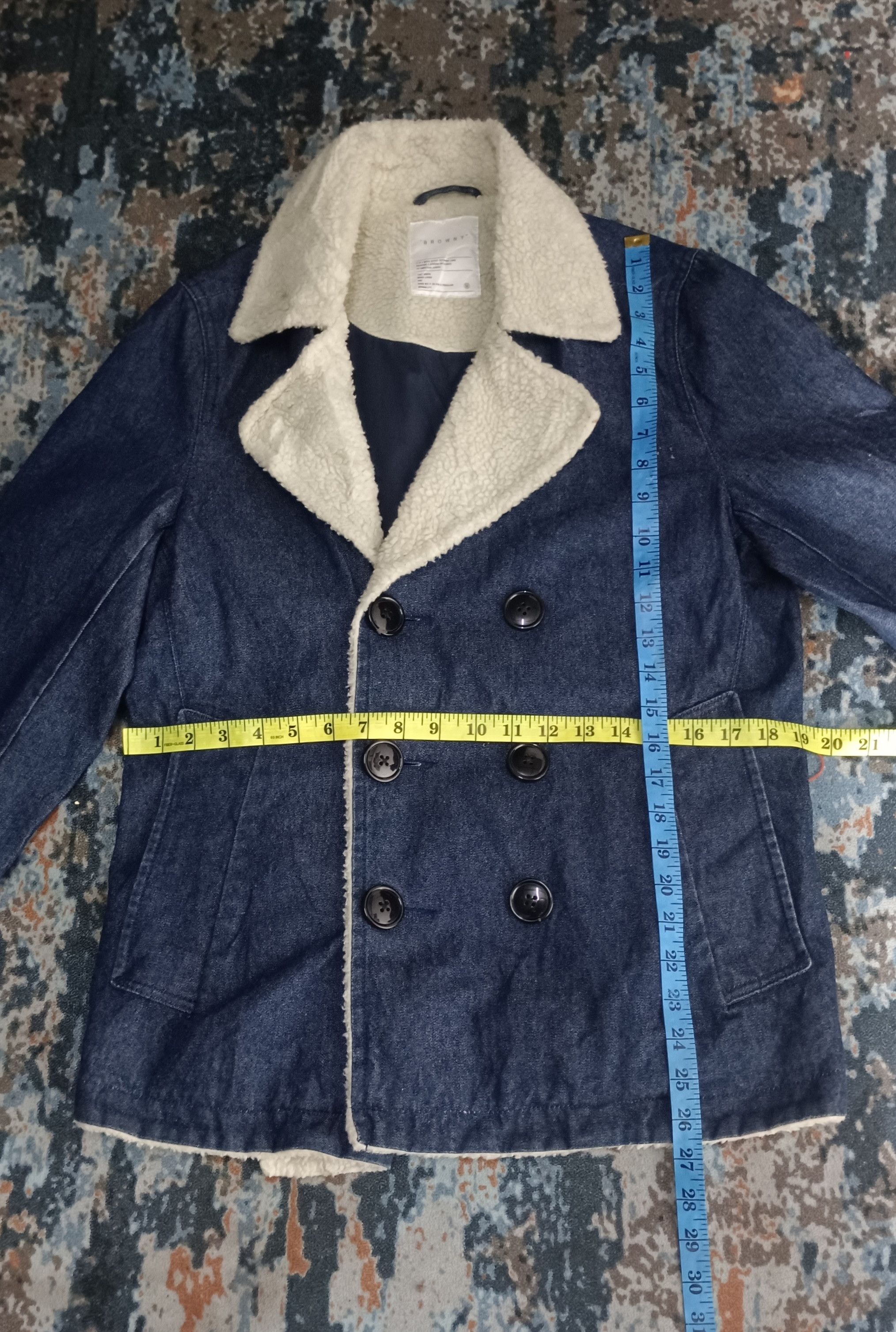 Japanese Brand Vintage🇯🇵 Browny Denim Sherpa Double Breasted Jacket Size US M / EU 48-50 / 2 - 13 Thumbnail