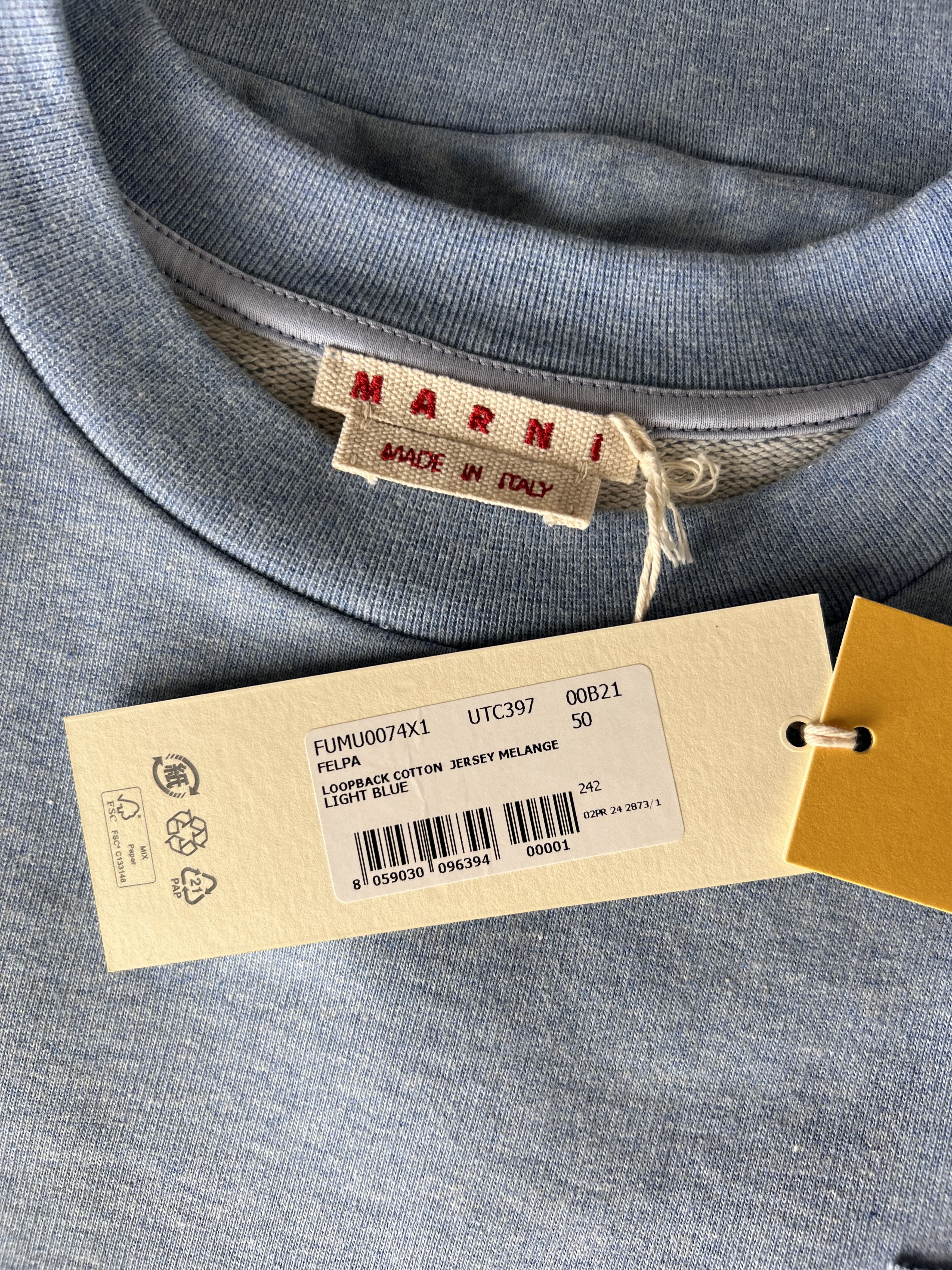 Marni Marni Mini Logo Patch Sweatshirt in Light Blue Size US M / EU 48-50 / 2 - 7 Thumbnail