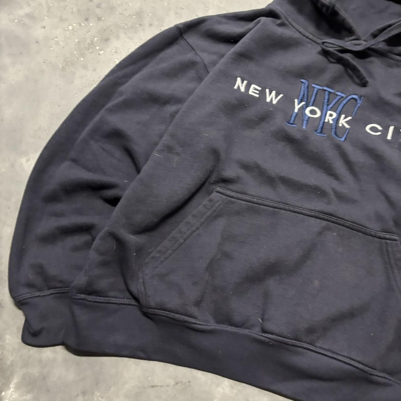 Japanese Brand × Vintage Crazy Vintage Y2K/2000s Navy Blue New York City Boxy Hoodie! Size US S / EU 44-46 / 1 - 3 Thumbnail