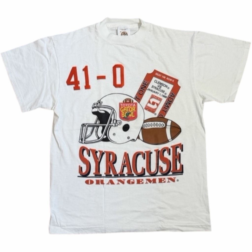 NCAA Vintage 1996 Syracuse Orangemen Football T Shirt Mens Medium White USA Made Size US M / EU 48-50 / 2 - 1 Thumbnail