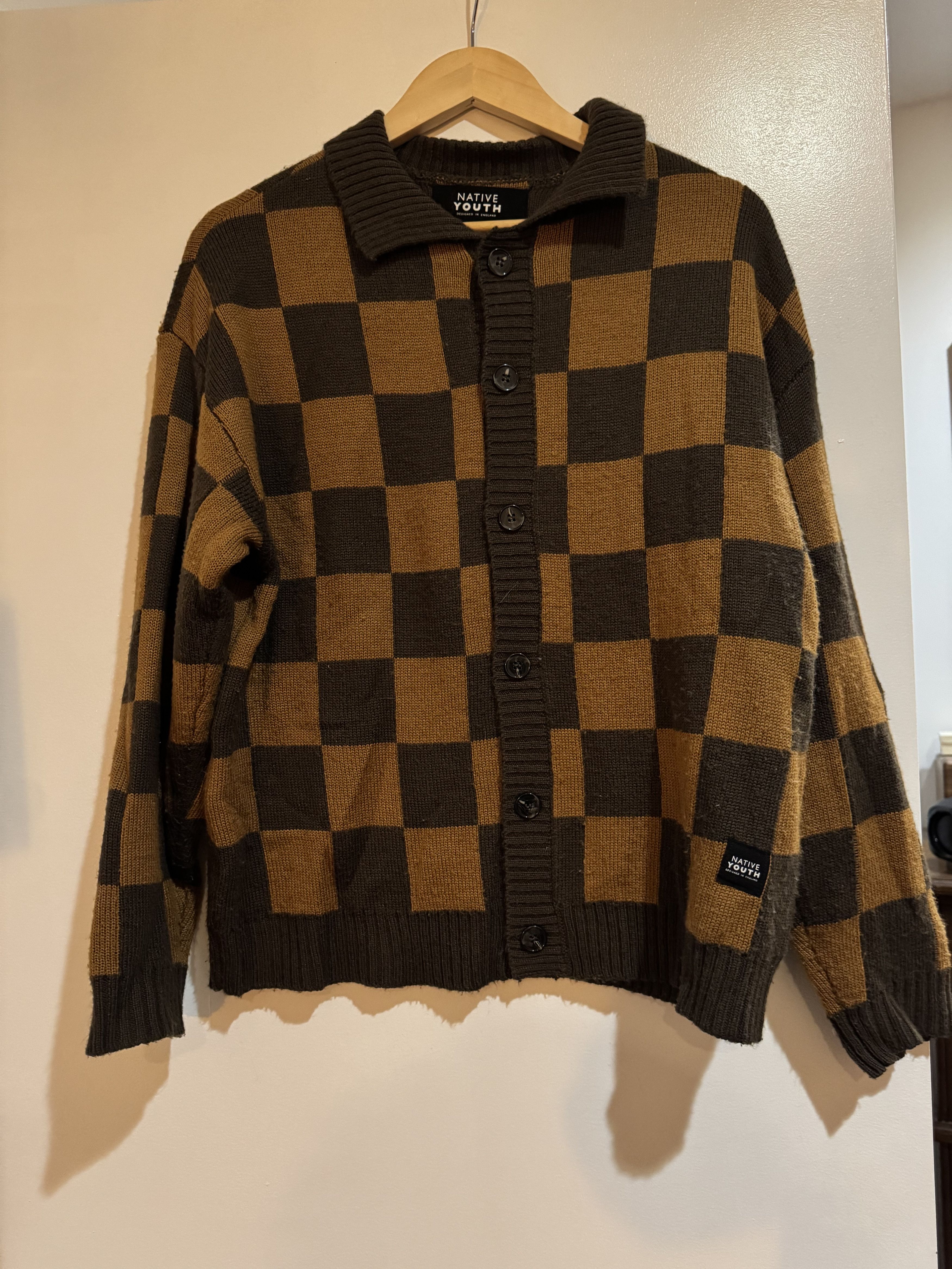 Native Youth Native Youth Brown Checkered Polo Cardigan Size US S / EU 44-46 / 1 - 1 Thumbnail
