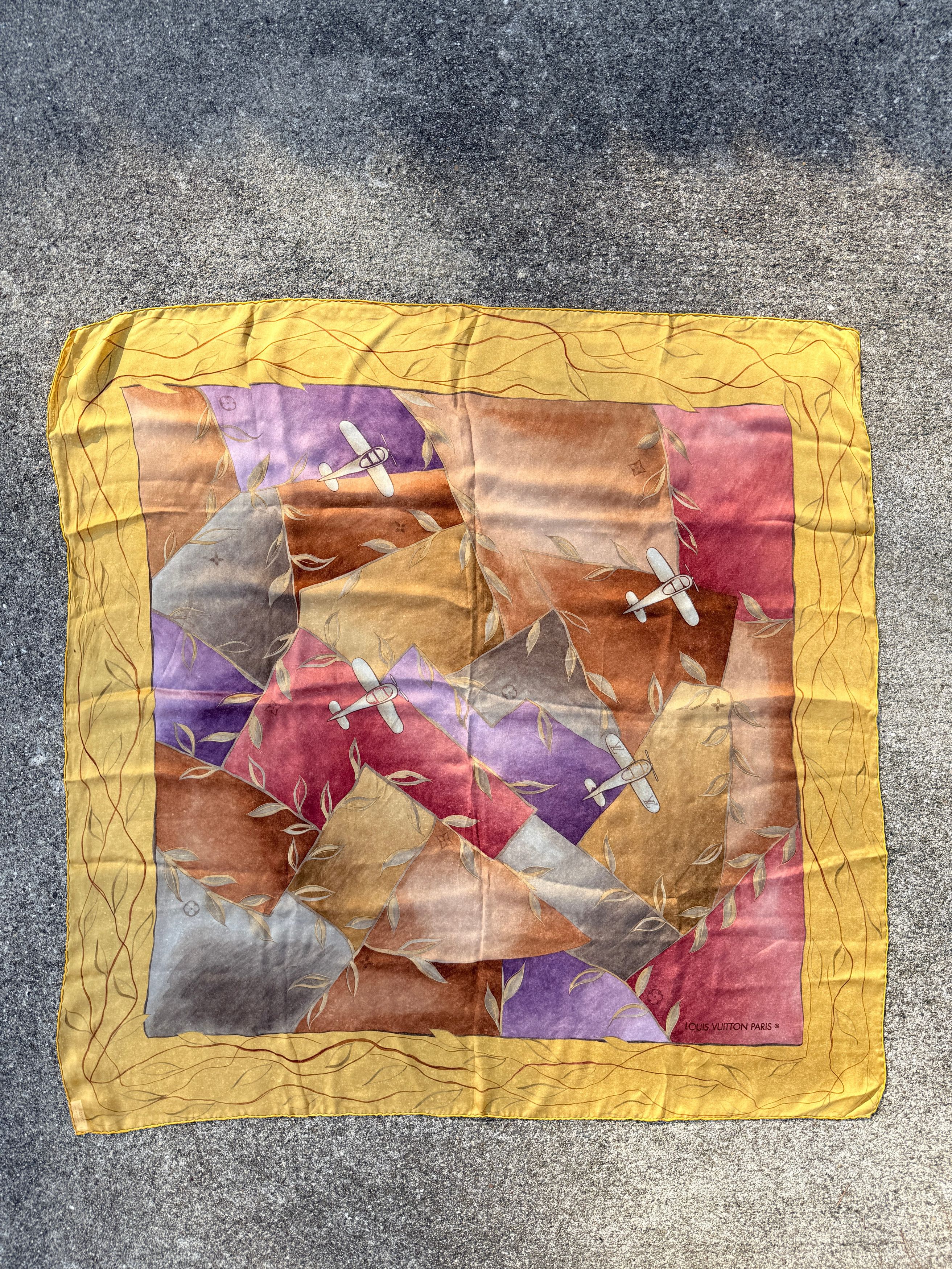 Louis Vuitton Louis Vuitton Monogram Airplane Print Silk Scarf Size ONE SIZE - 3 Thumbnail