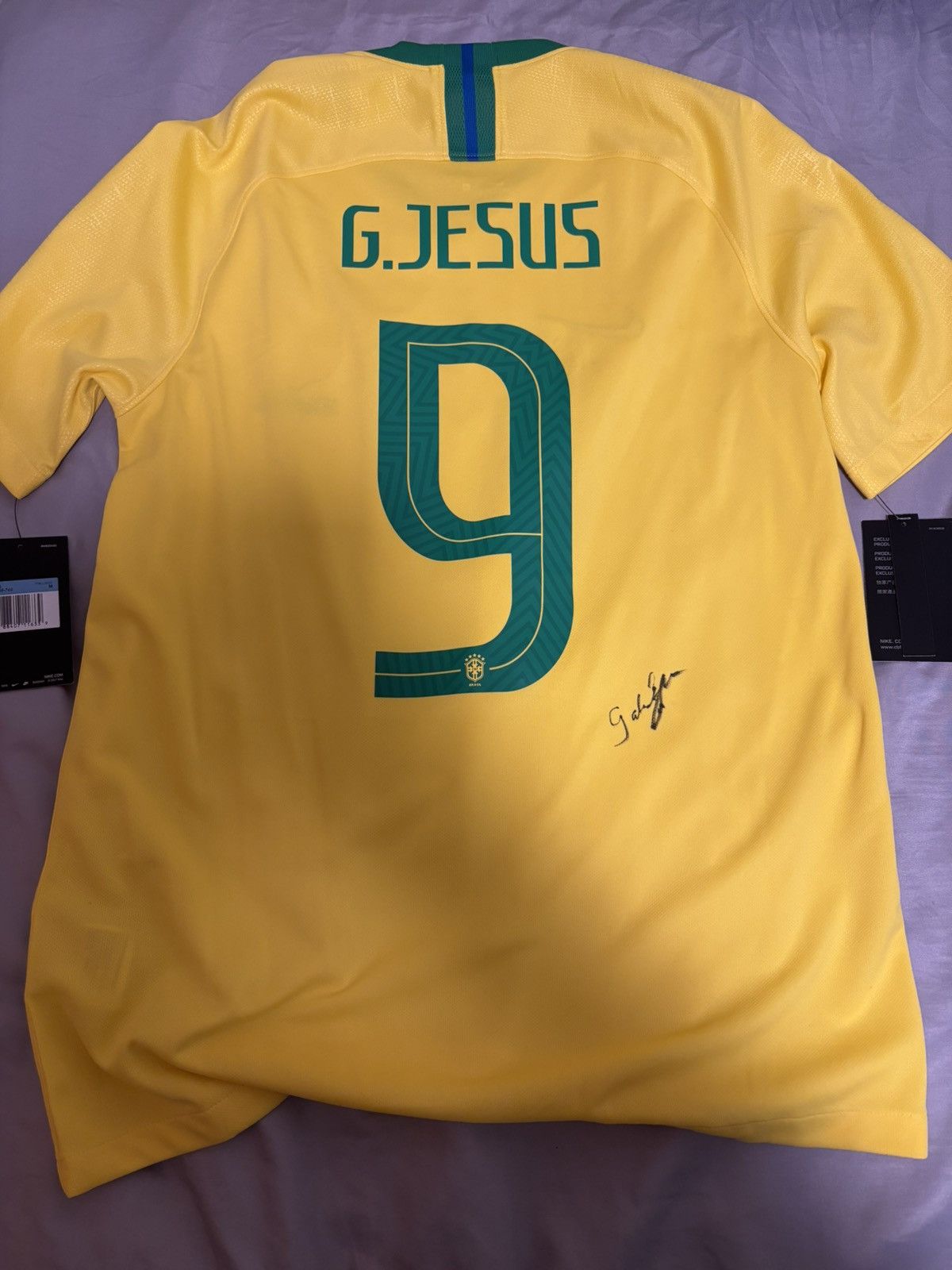 Nike Brazil 2018 jesus signed shirt with autograph Size US M / EU 48-50 / 2 - 2 Thumbnail