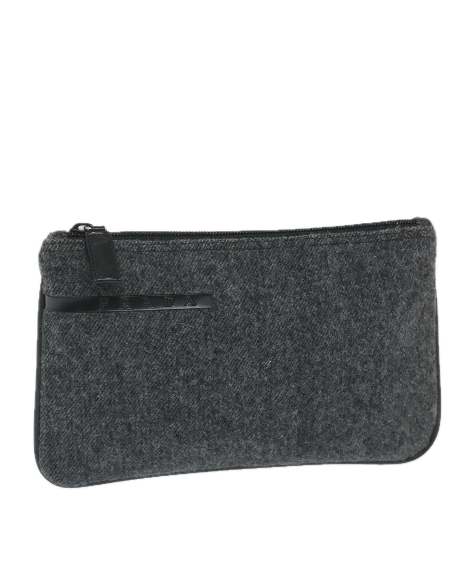 image of Prada Gray Wool Sports Pouch in Grey, Women's