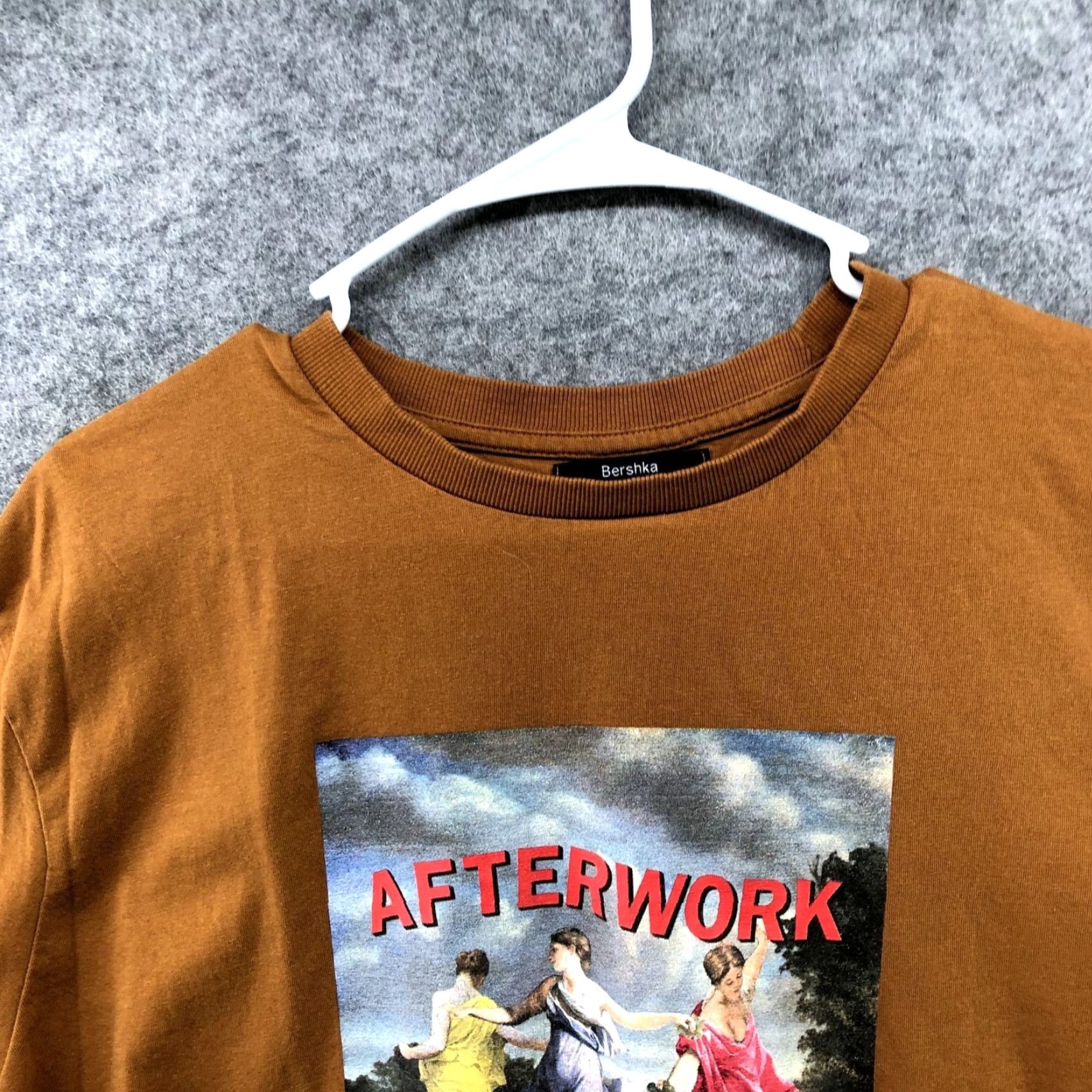 Bershka Bershka T Shirt Womens S Oversized Crew Neck Cotton Brown Tan Funny Graphic Greek Goddess Adults Womens Size S / US 4 / IT 40 - 4 Thumbnail