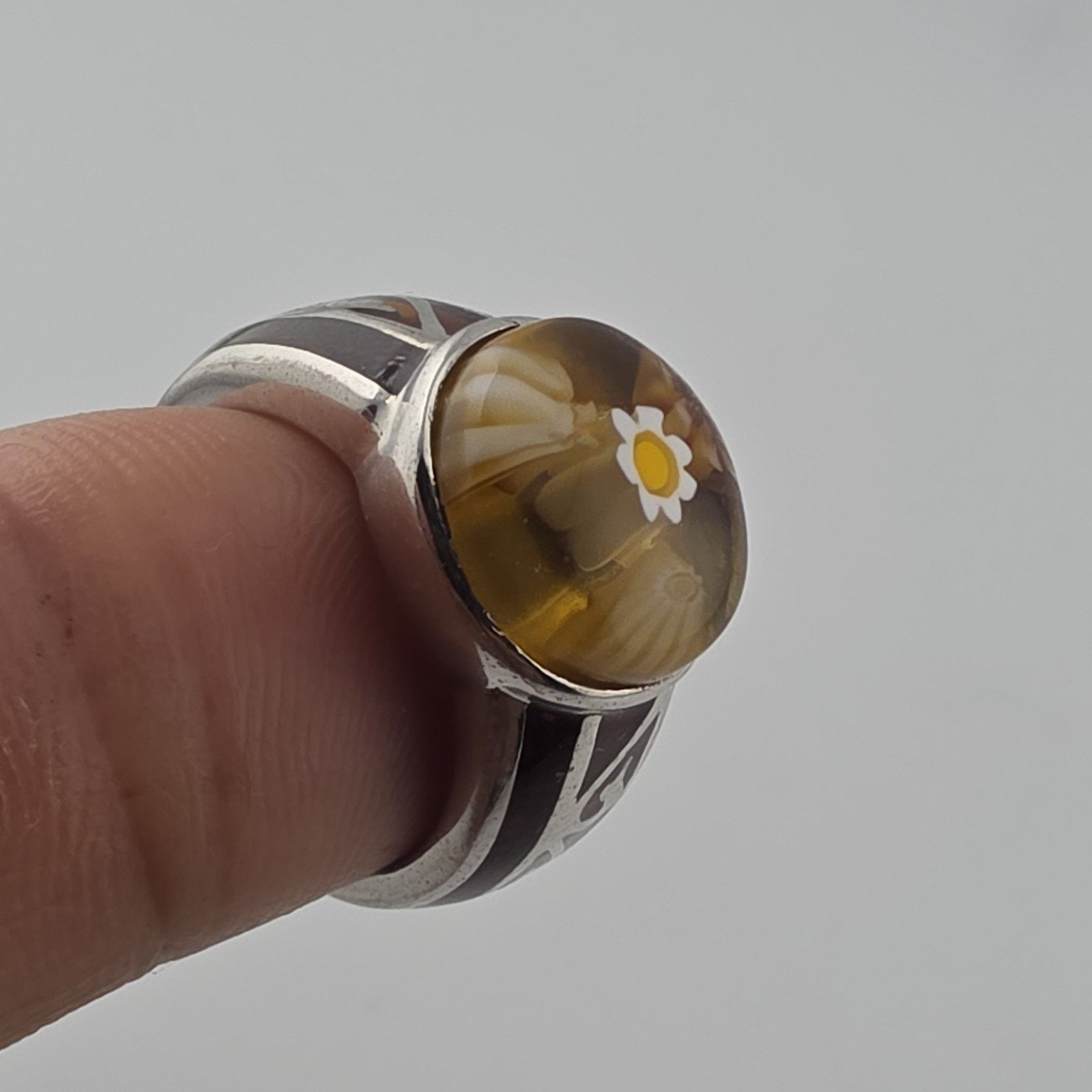Other Alan K Sterling Silver Millefiori Murano Glass Ring 9 Italy Size ONE SIZE - 10 Thumbnail