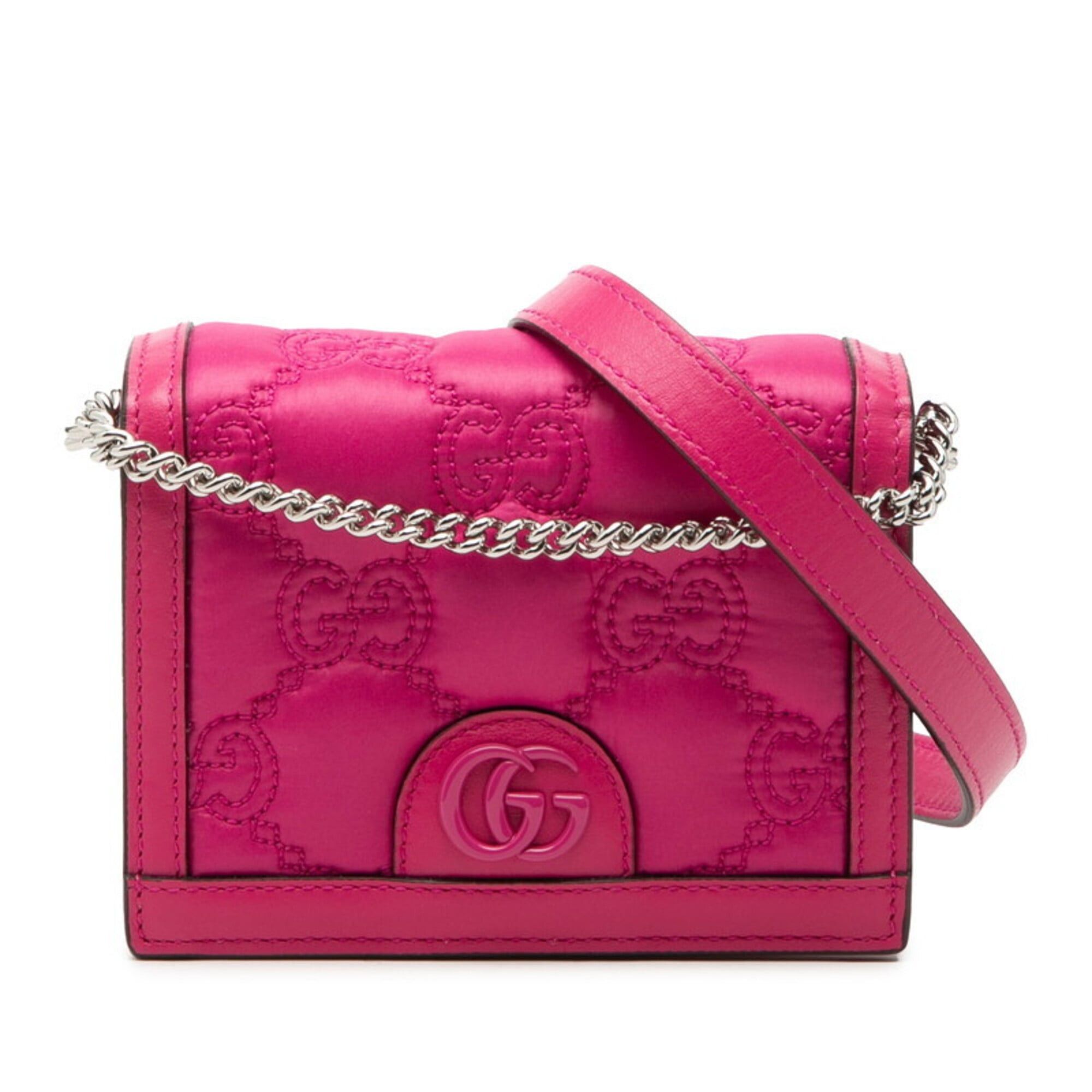 Gucci Gucci GG Marmont Matelassé Mini Chain Handbag Shoulder Bag 2WAY 723777 Pink Nylon Leather Women's GUCCI Size ONE SIZE - 1 Thumbnail