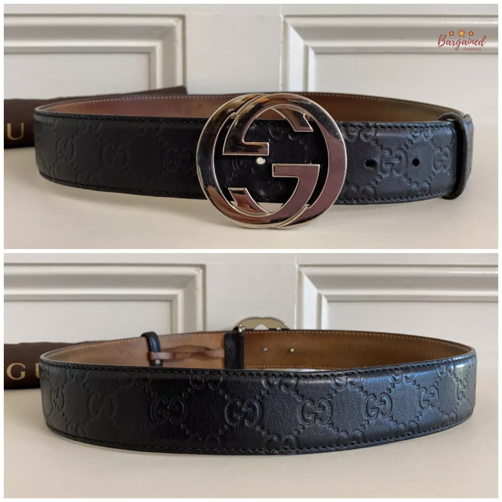 Gucci Gucci Guccissima Leather Silver Interlocking G Buckle Belt Size 30 - 8 Thumbnail