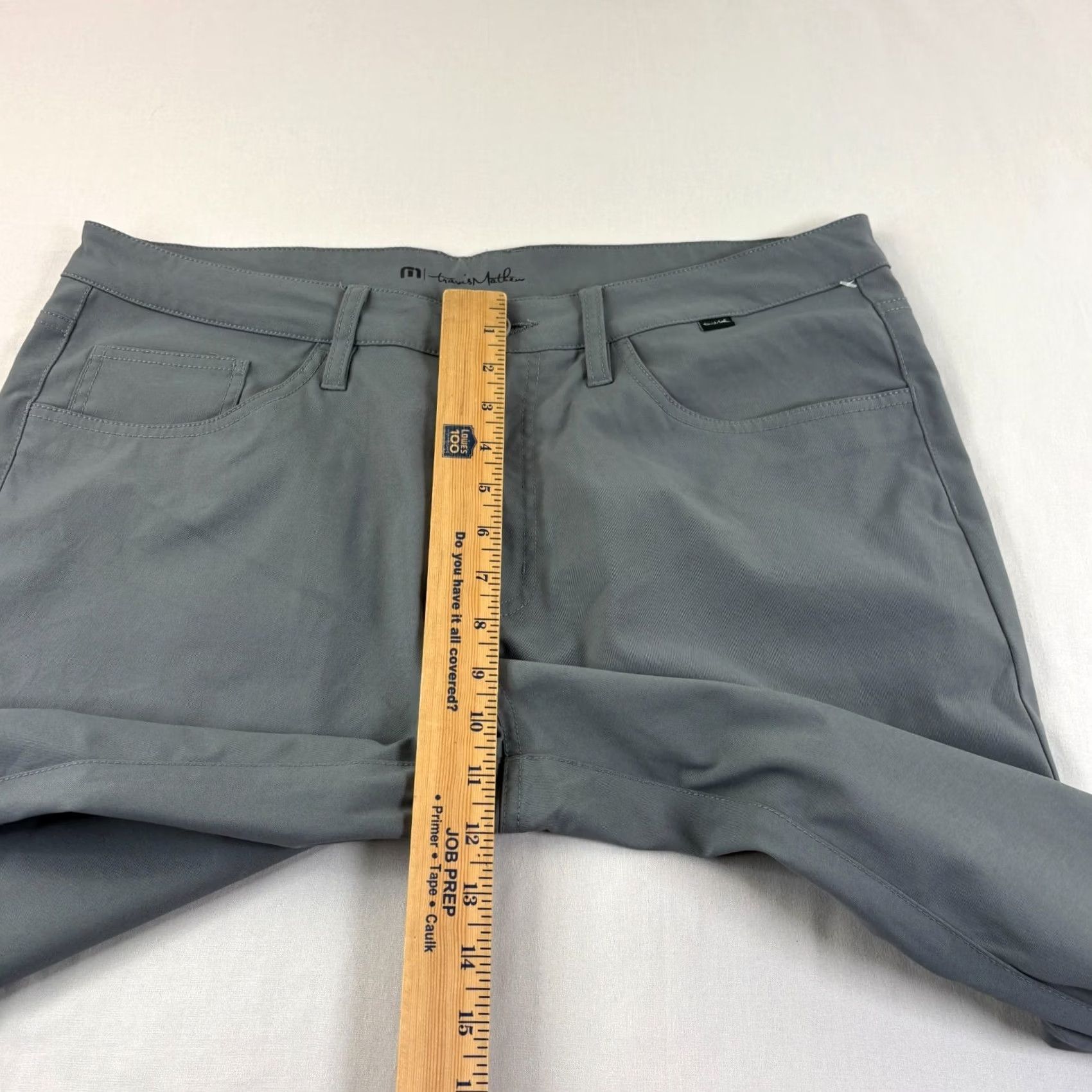 TravisMathew Travis Mathew Pants Mens 36x26 Gray Chino Golf Performance Tech Stretch Regular Flat Front Logo Zip Straight 26in Inseam Jeans/Chino Style Mens Size US 36 / EU 52 - 5 Thumbnail
