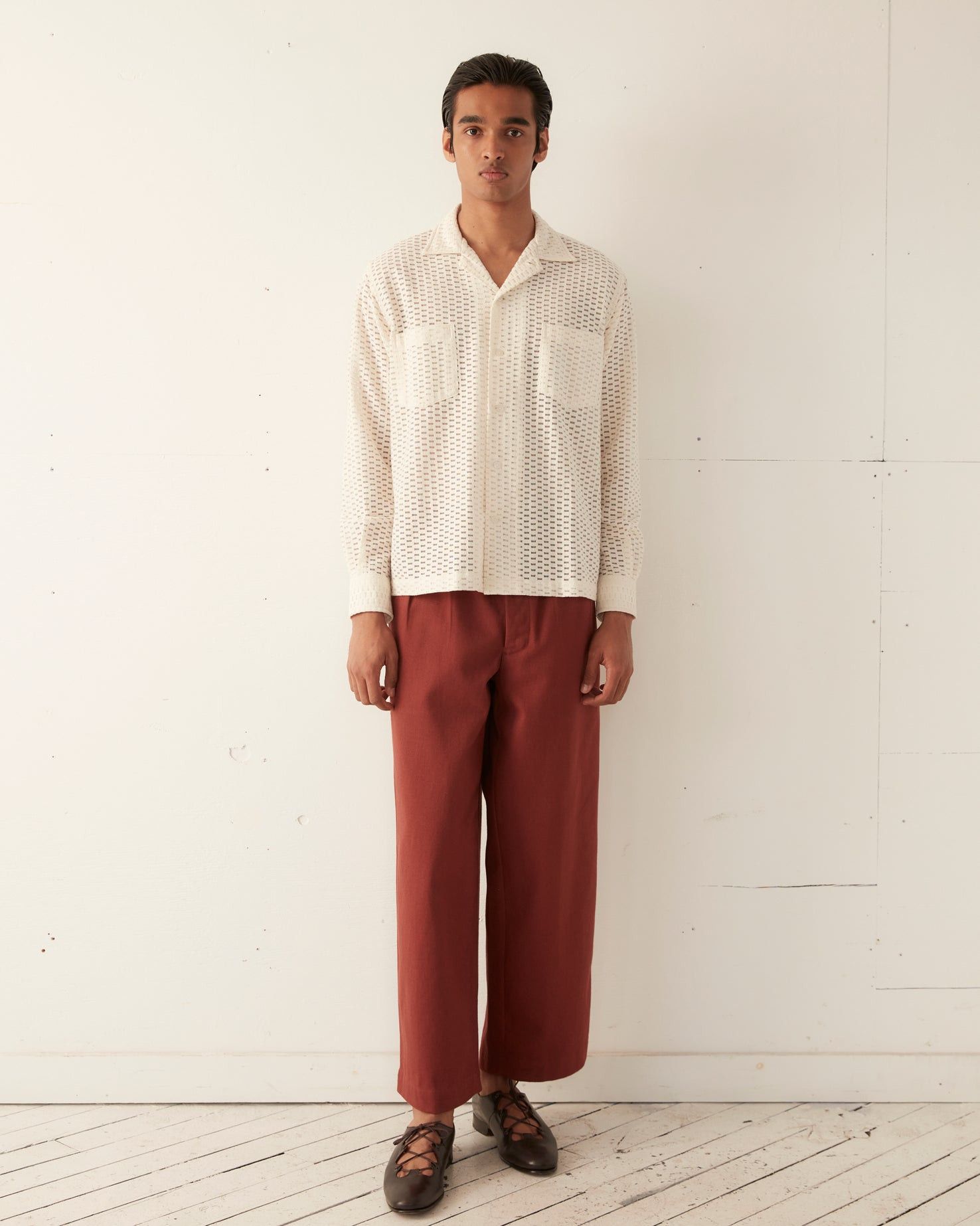 Bode BODE Ivory Ecru Sheer Brick Shirt Size XL (fits like Medium) Size US XL / EU 56 / 4 - 9 Thumbnail