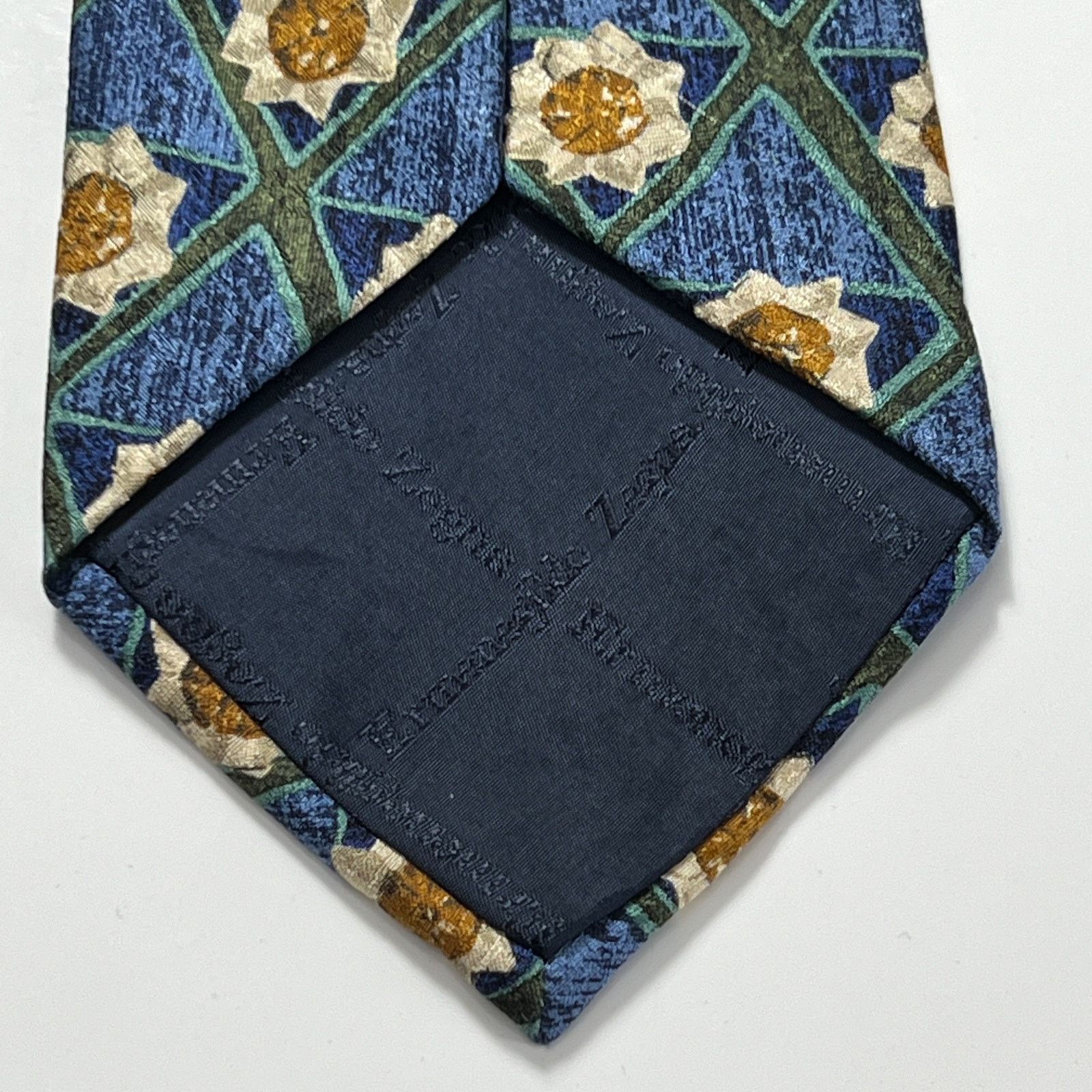 Ermenegildo Zegna Ermenegildo Zegna Men 100% Silk Blue Geometric Woven Necktie Size ONE SIZE - 7 Thumbnail