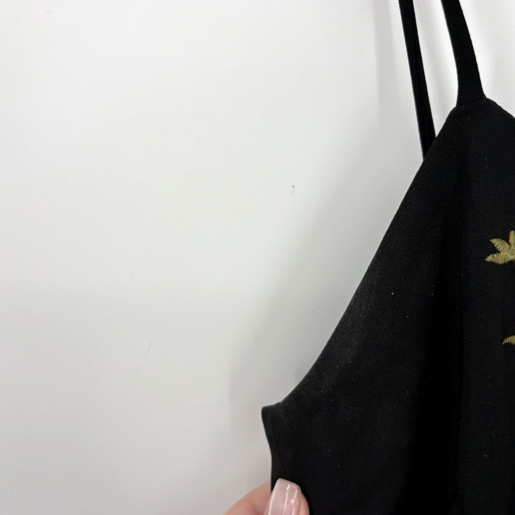 Vintage VINTAGE 90s Y2K Slip Dress Black 6 Whimsigoth Floral Embroidered Dark Fairy Midi Size M / US 6-8 / IT 42-44 - 7 Thumbnail