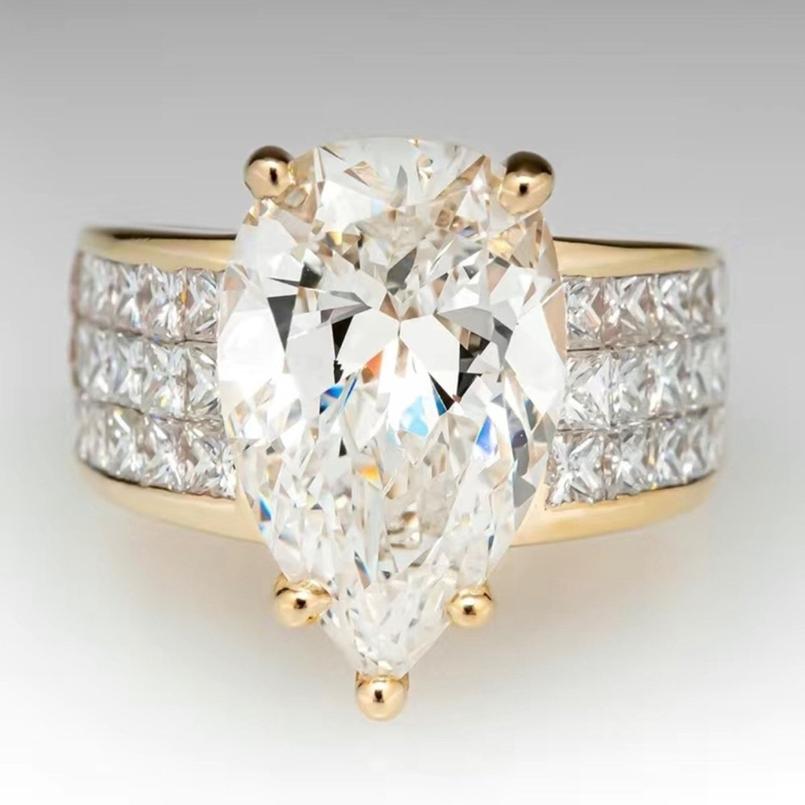 Jewelry Women’s teardrop CZ 18kt vermeil cocktail ring 8 NIB Size ONE SIZE - 2 Thumbnail