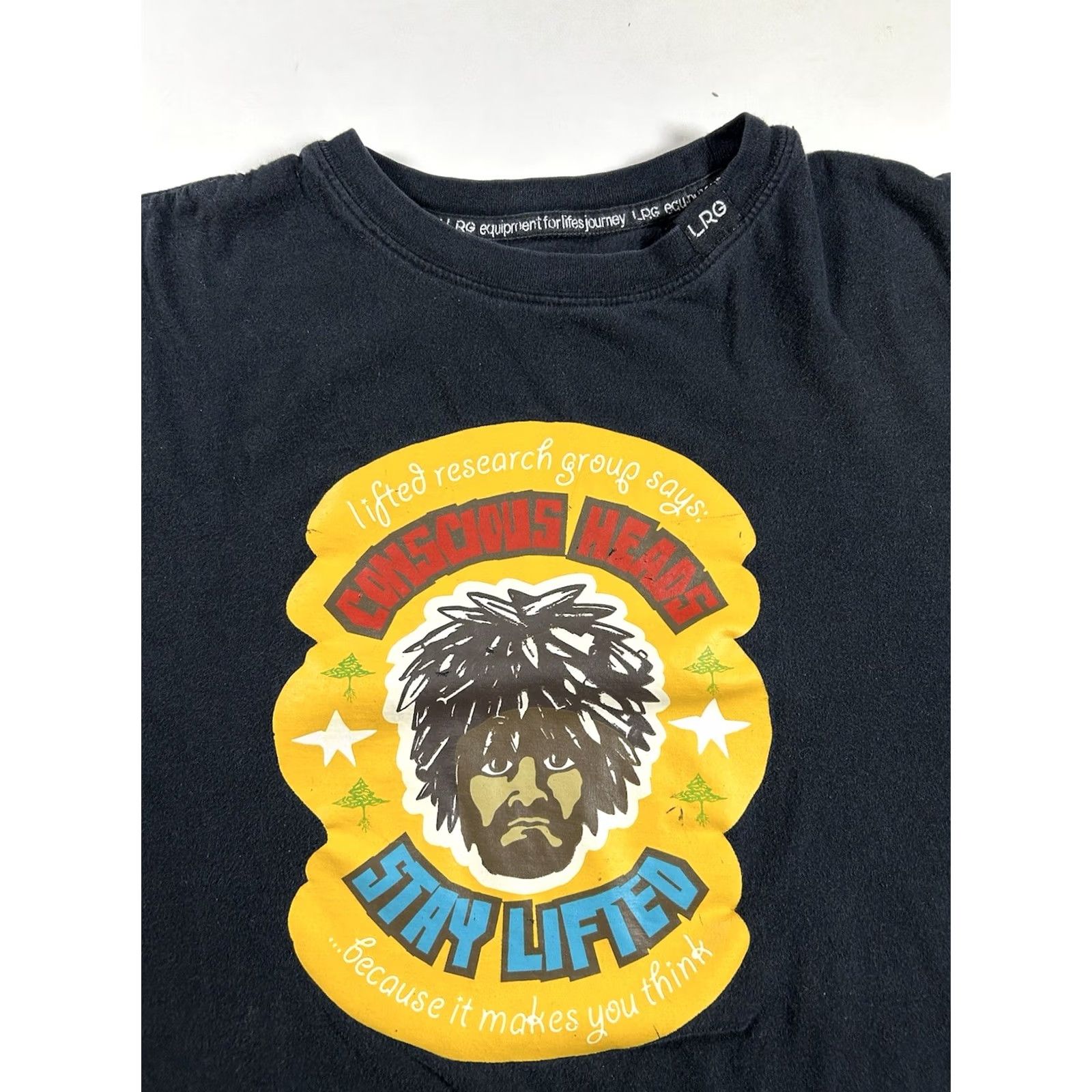 Vintage VINTAGE LRG T-Shirt Conscious Heads Stay Lifted Life Research Group Lrg Black 2000s Hip Hop Mens Size US L / EU 52-54 / 3 - 2 Thumbnail