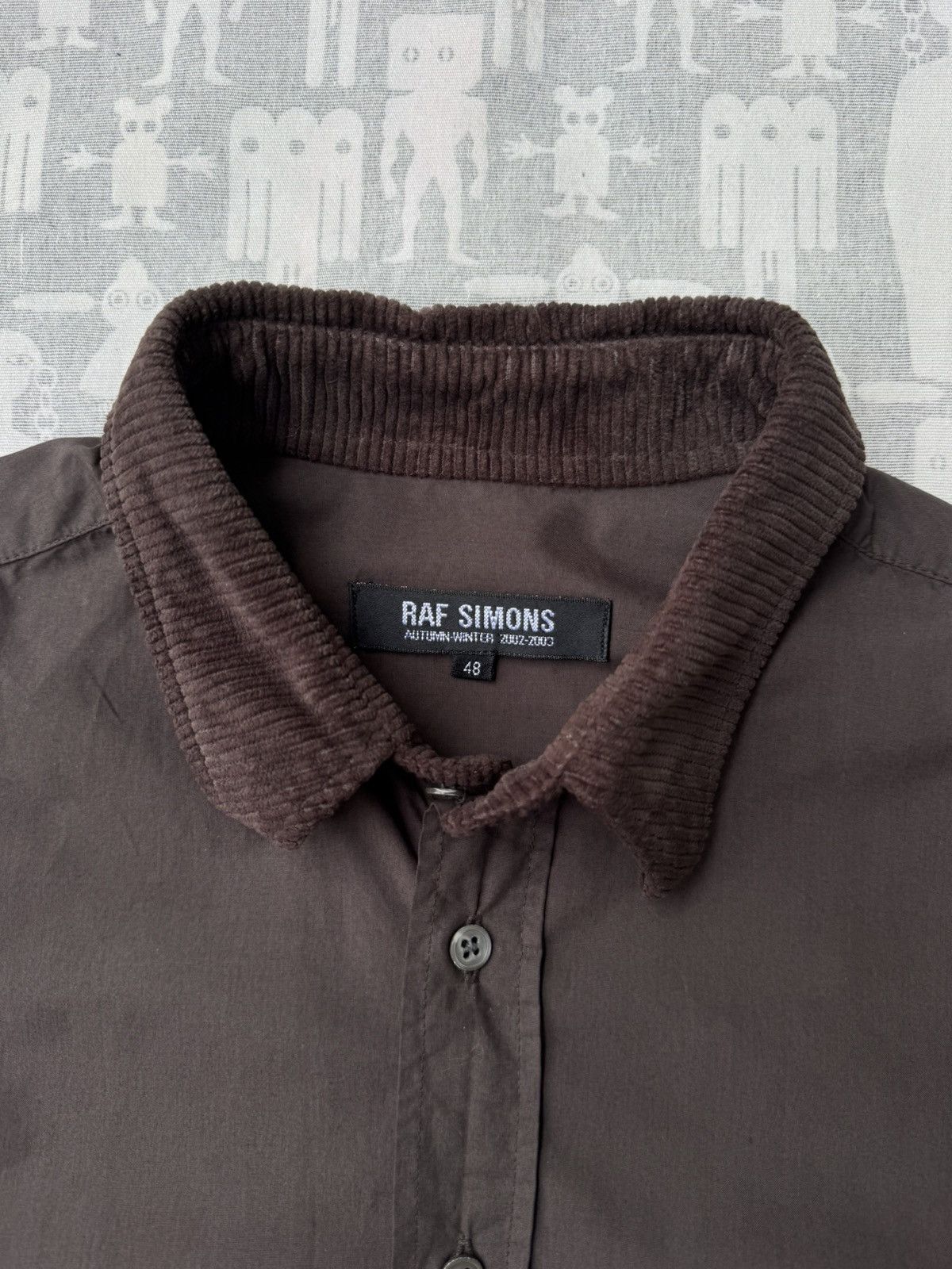Raf Simons Raf Simons AW02 Corduroy Trim Button-Up Oversize Brown Shirt Size US M / EU 48-50 / 2 - 2 Thumbnail