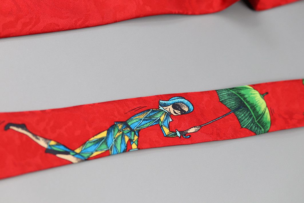 Other Gino Pilati Red Silk Tie with Harlequin Umbrella Print Size ONE SIZE - 6 Thumbnail