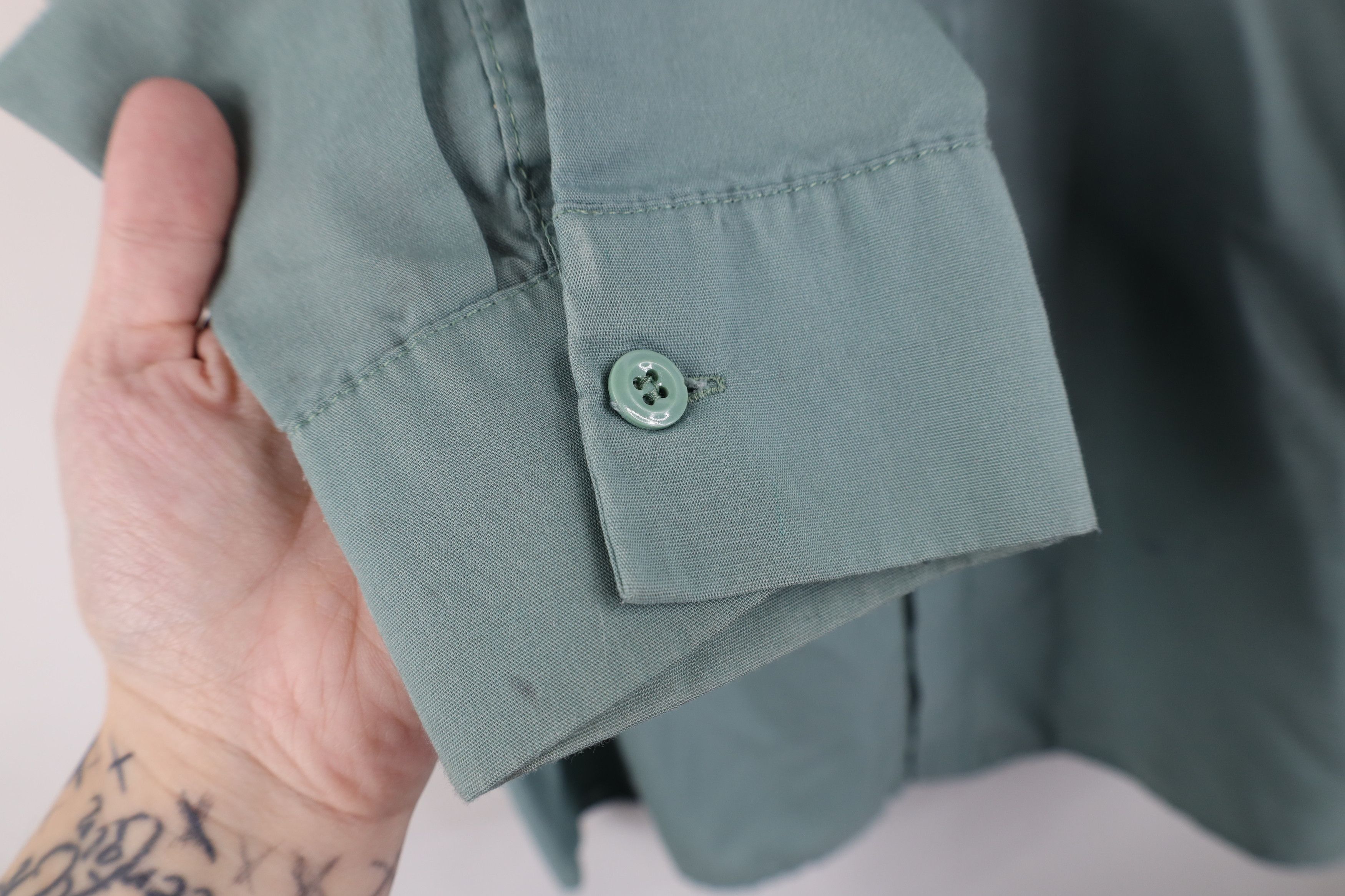 Vintage Vintage 70s Streetwear Mechanic Button Shirt Teal USA Size US M / EU 48-50 / 2 - 8 Thumbnail
