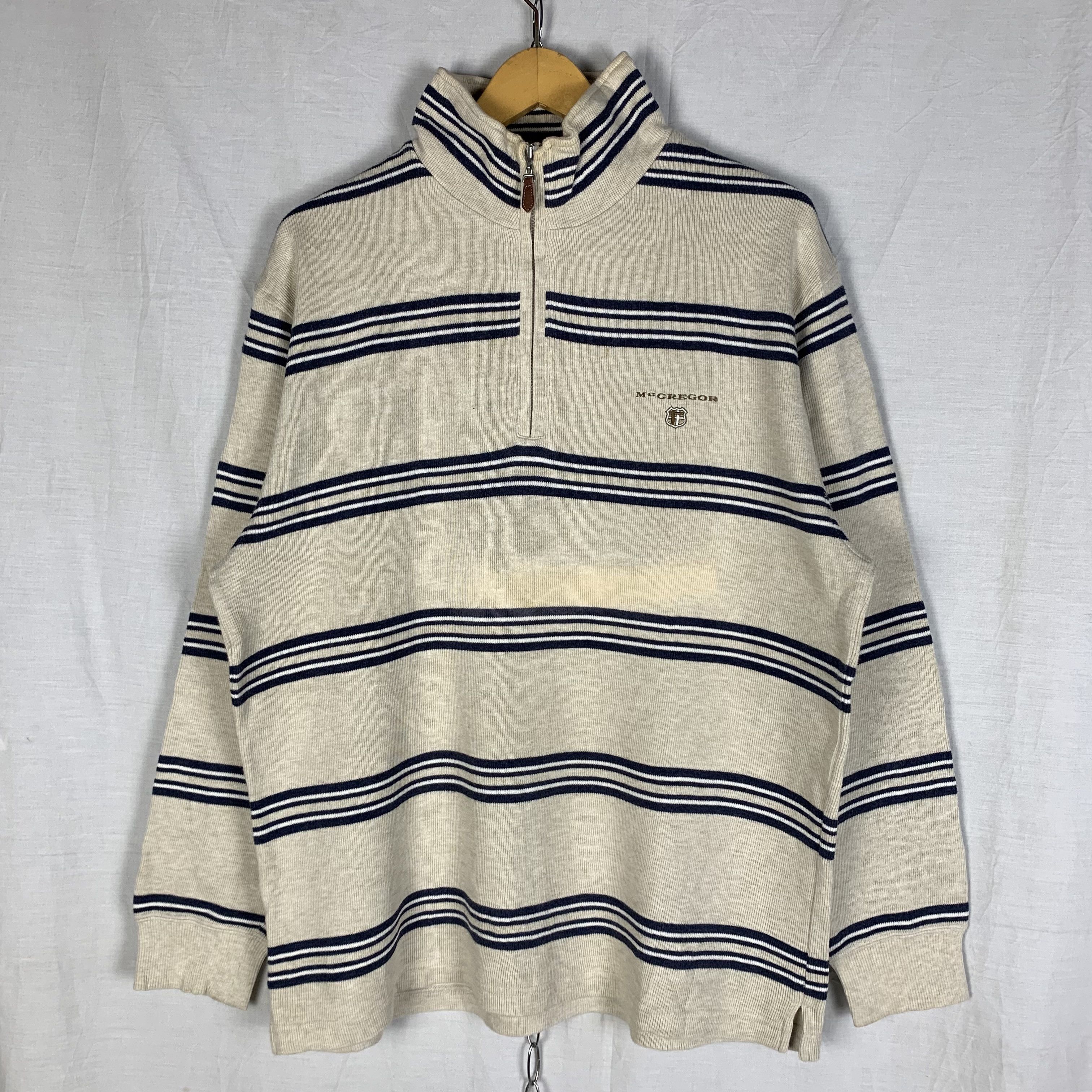 McGregor Vintage McGregor Stripped Halfzip Sweatshirt Sweater Size US L / EU 52-54 / 3 - 1 Thumbnail