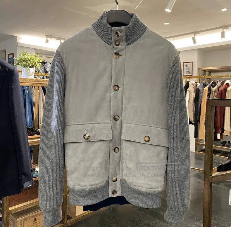 Brunello Cucinelli Brunello Cucinelli Goat Leather and Cashmere Patchwork Jac Size US M / EU 48-50 / 2 - 2 Thumbnail