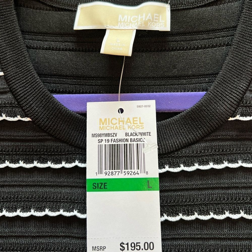 Michael Kors Michael Kors Scalloped-Stripe Sweater Dress Size L / US 10 / IT 46 - 7 Thumbnail