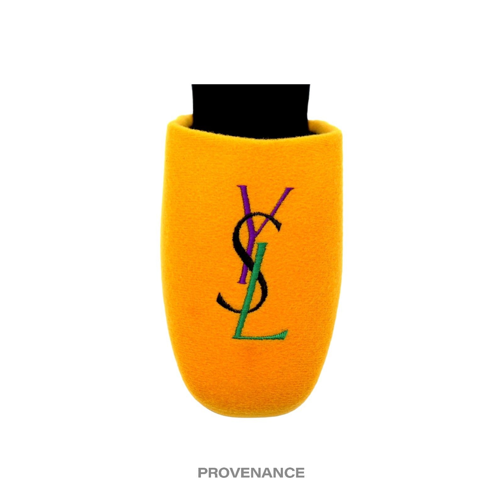 Yves Saint Laurent 🔴 Yves Saint Laurent YSL Logo Slipper - Yellow Velour Size US 8 / IT 38 - 5 Thumbnail