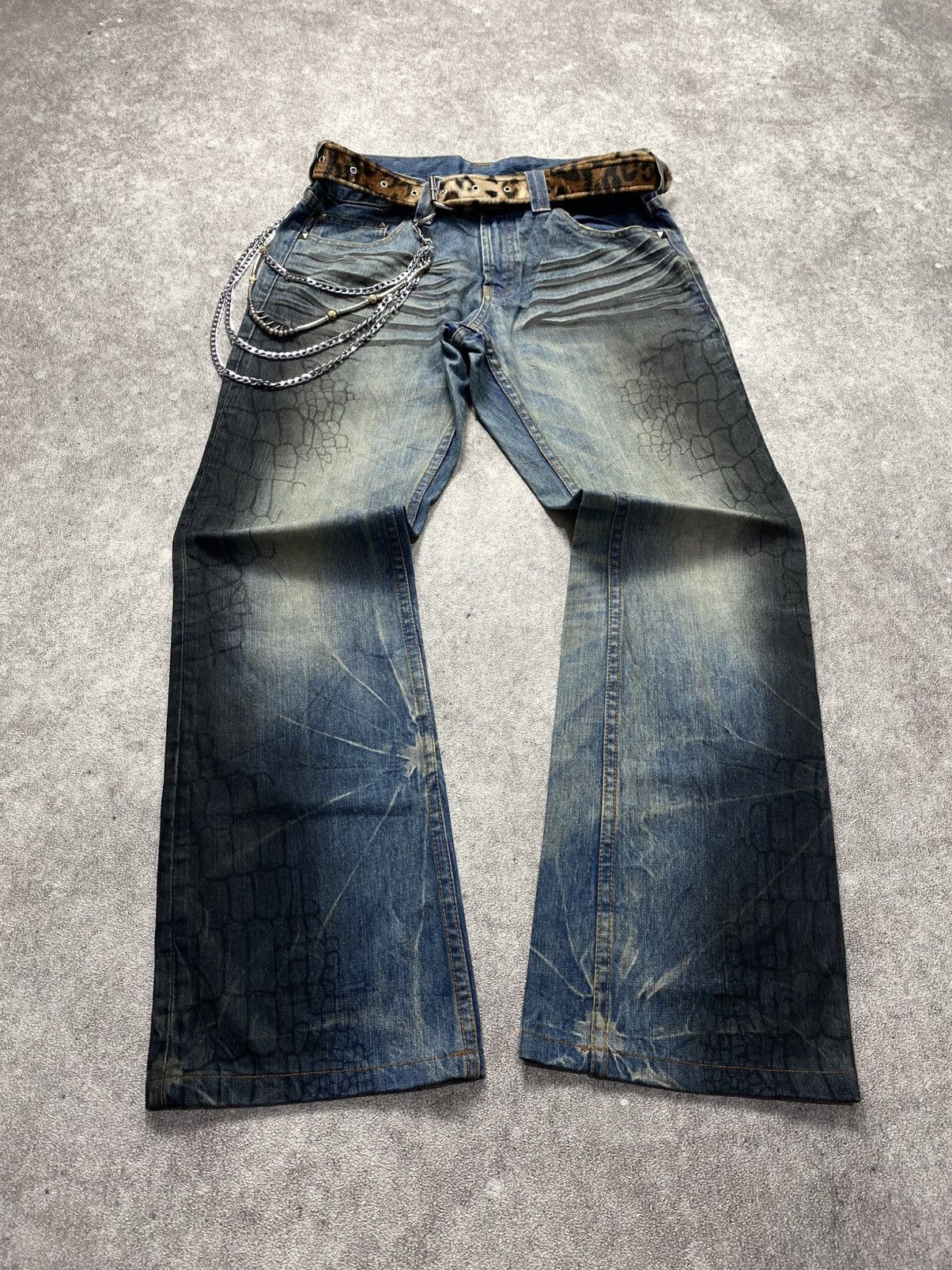 semanticdesign 2000s Semantic Design Croco clawmark Flare jean Size US 34 / EU 50 - 1 Thumbnail