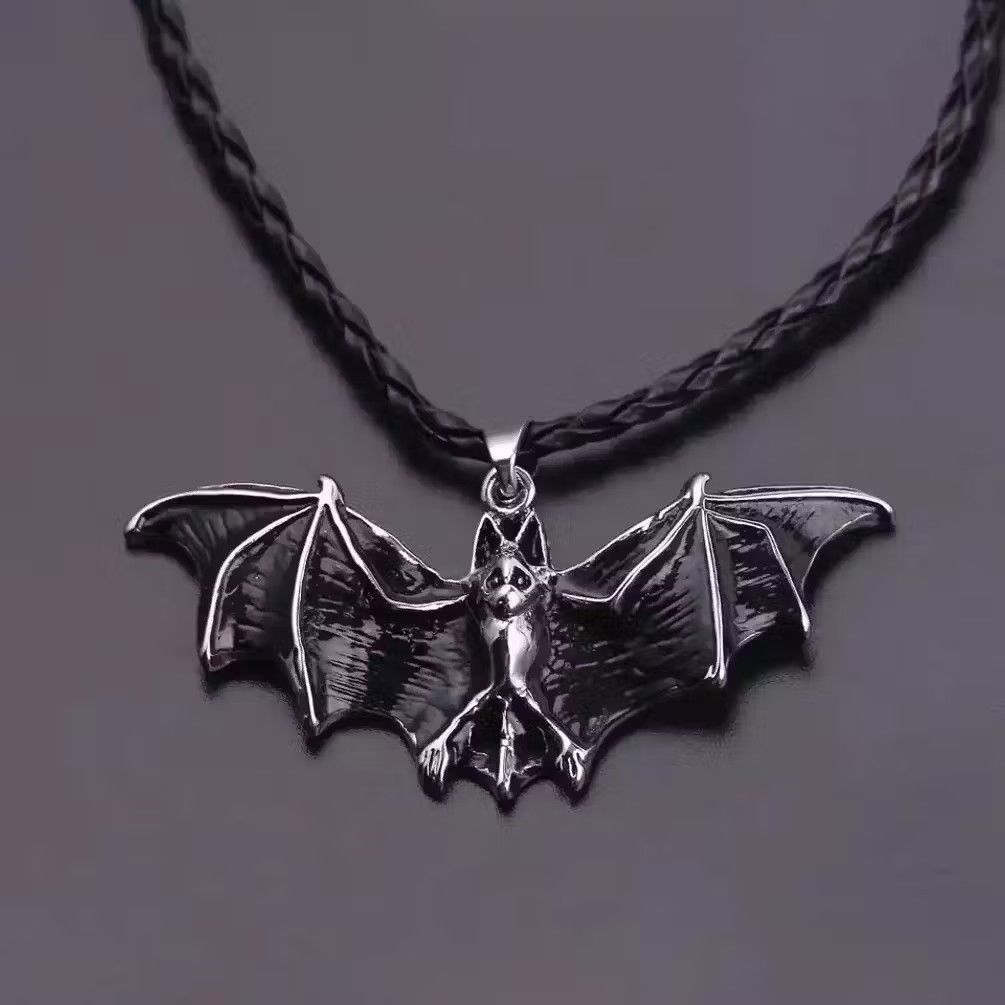 Jewelry Leather Chain Vampire Bat Gothic Bat Pendant Necklace Size ONE SIZE - 2 Thumbnail
