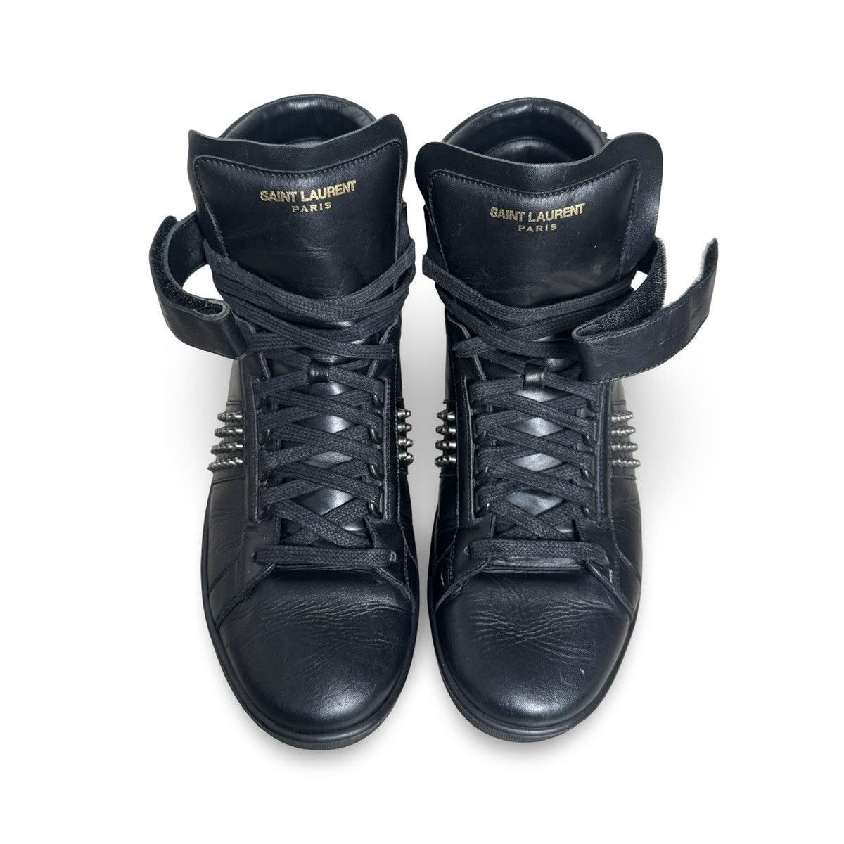 Saint Laurent Paris SAINT LAURENT PARIS SL/14H BLACK STUDDED HIGHTOPS Size US 10.5 / EU 43-44 - 4 Thumbnail