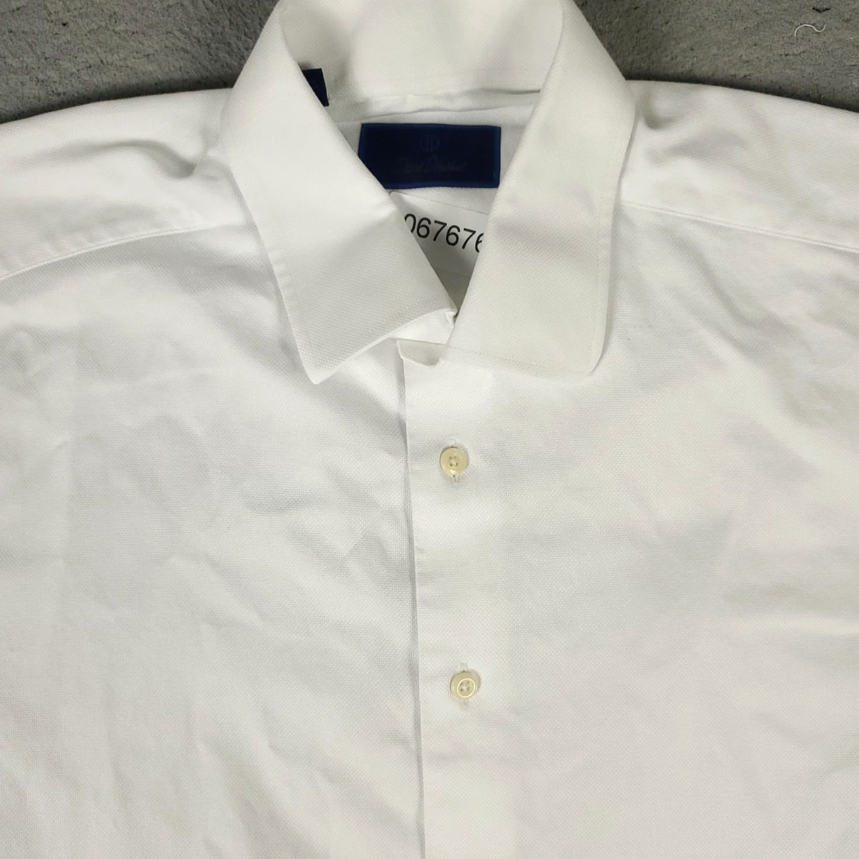 David Donahue David Donahue Shirt Mens 16.5 White Dress Button Up Long Sleeve Solid Cotton Regular Size 46R - 2 Thumbnail