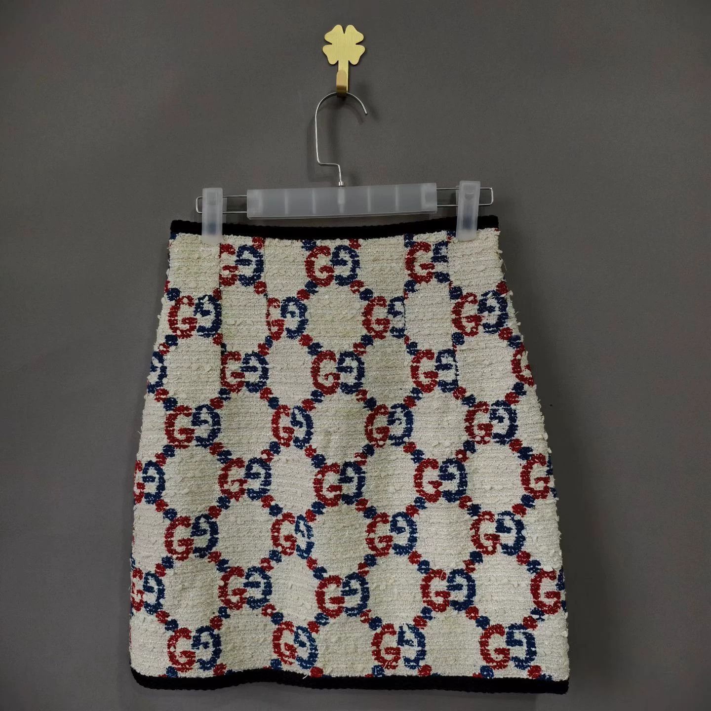 Gucci Gucci red blue double G all over print knit mini skirt 36 Size 26" / US 2 / IT 38 - 1 Thumbnail