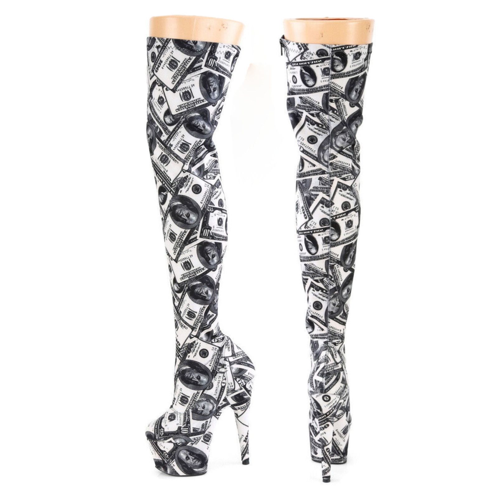 Other Adore 3000DP Money Print Stretch Thigh High Platform 7" Heel Size US 10 / IT 40 - 1 Thumbnail