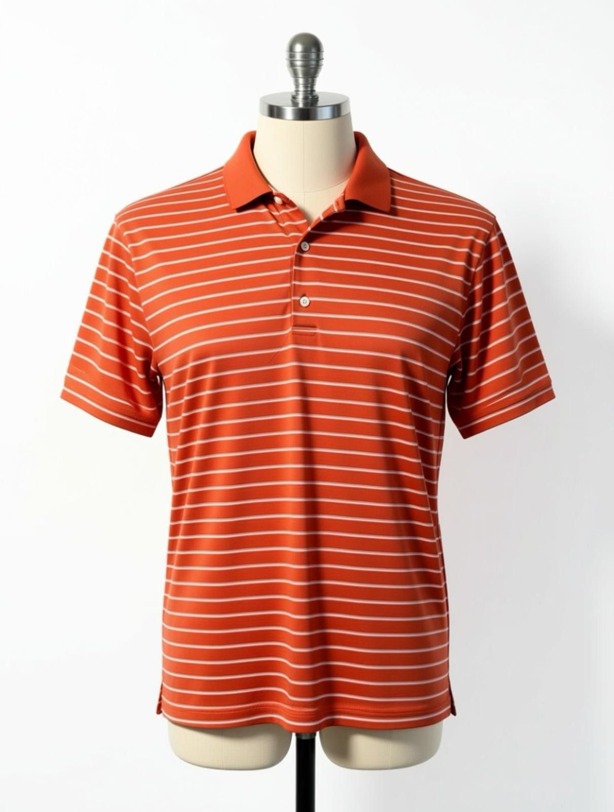 Greg Norman Greg Norman Play Dry Orange Striped Polo Shirt Size L Size US L / EU 52-54 / 3 - 1 Thumbnail