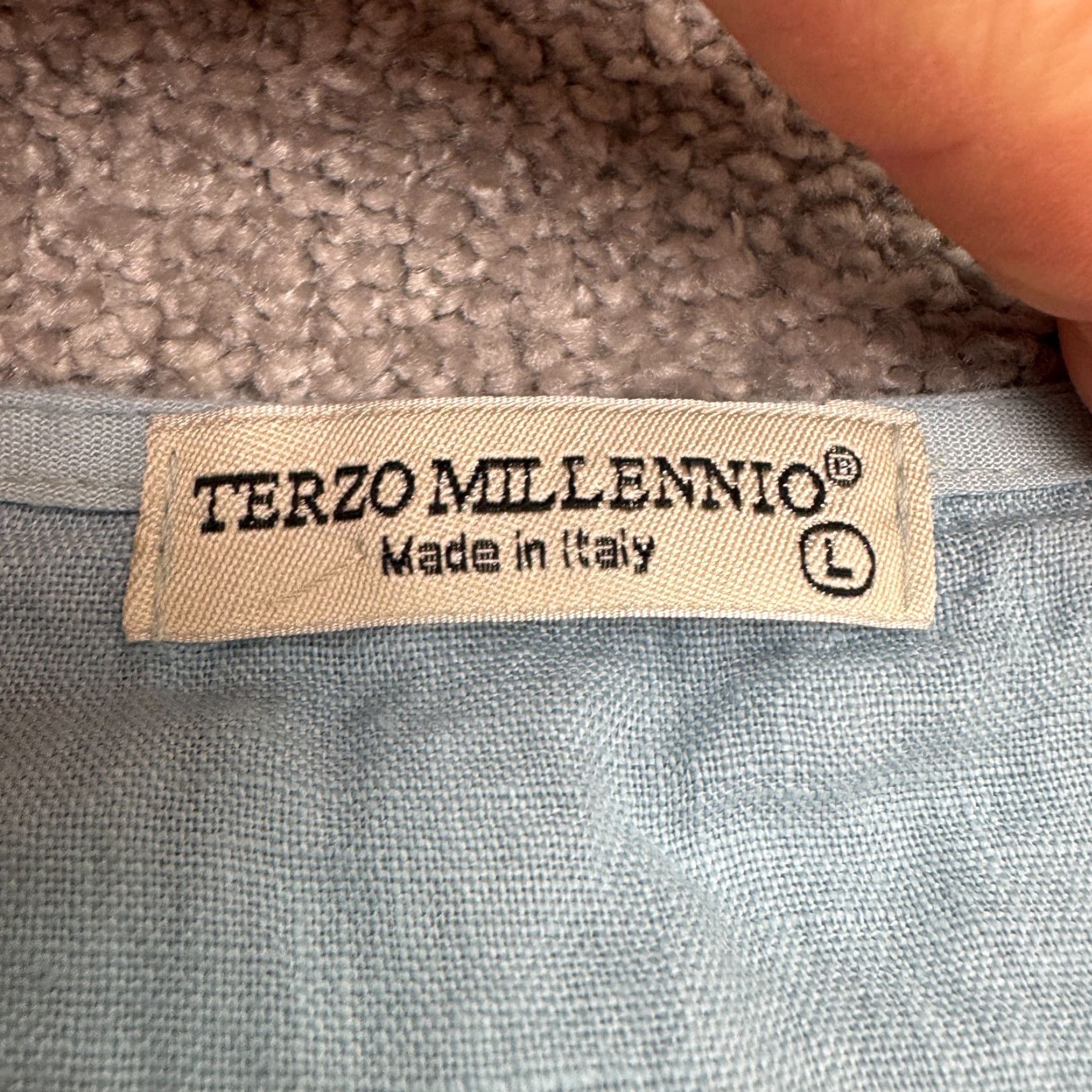 Vintage Terzo Millennio Blouse Shirt Womens L Blue Casual Linen Eyelet Peplum Bohemian Italy 90s? Size L / US 10 / IT 46 - 7 Thumbnail