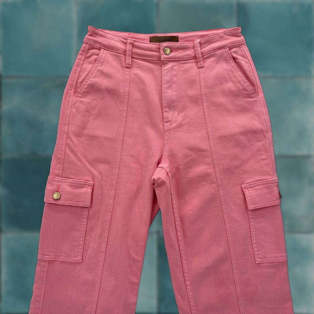 Vintage Judy Blue Cargo Jeans Womens 27 Pink High Rise Straight Denim Jeans Cargo Pocket Size 27" / US 4 / IT 40 - 1 Thumbnail