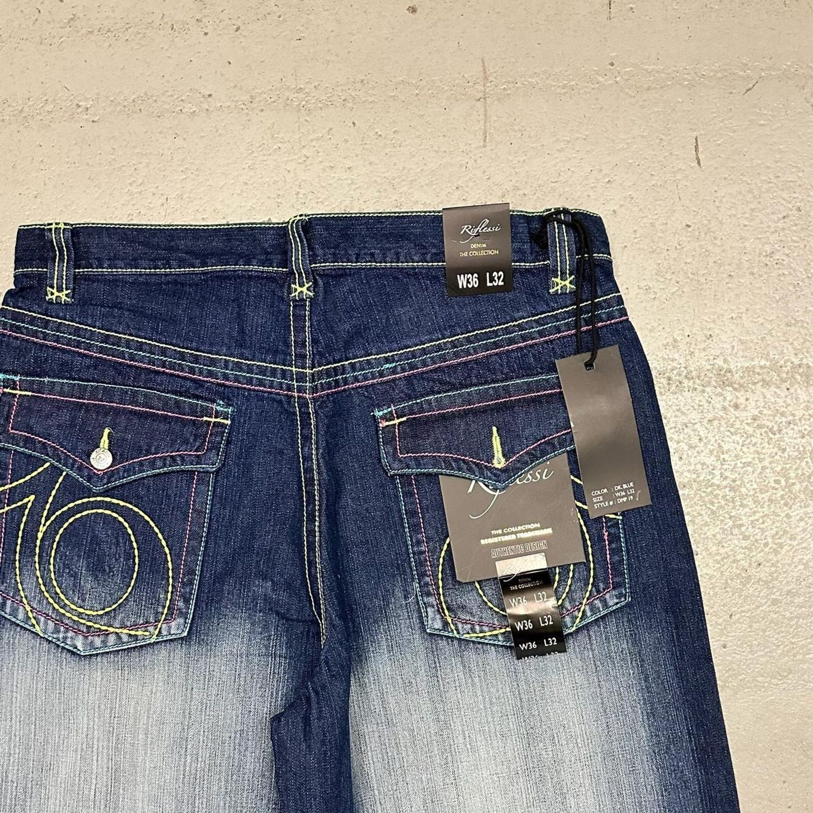 Vintage Vintage baggy y2k riflessi faded blue skater unique design Size US 36 / EU 52 - 3 Thumbnail