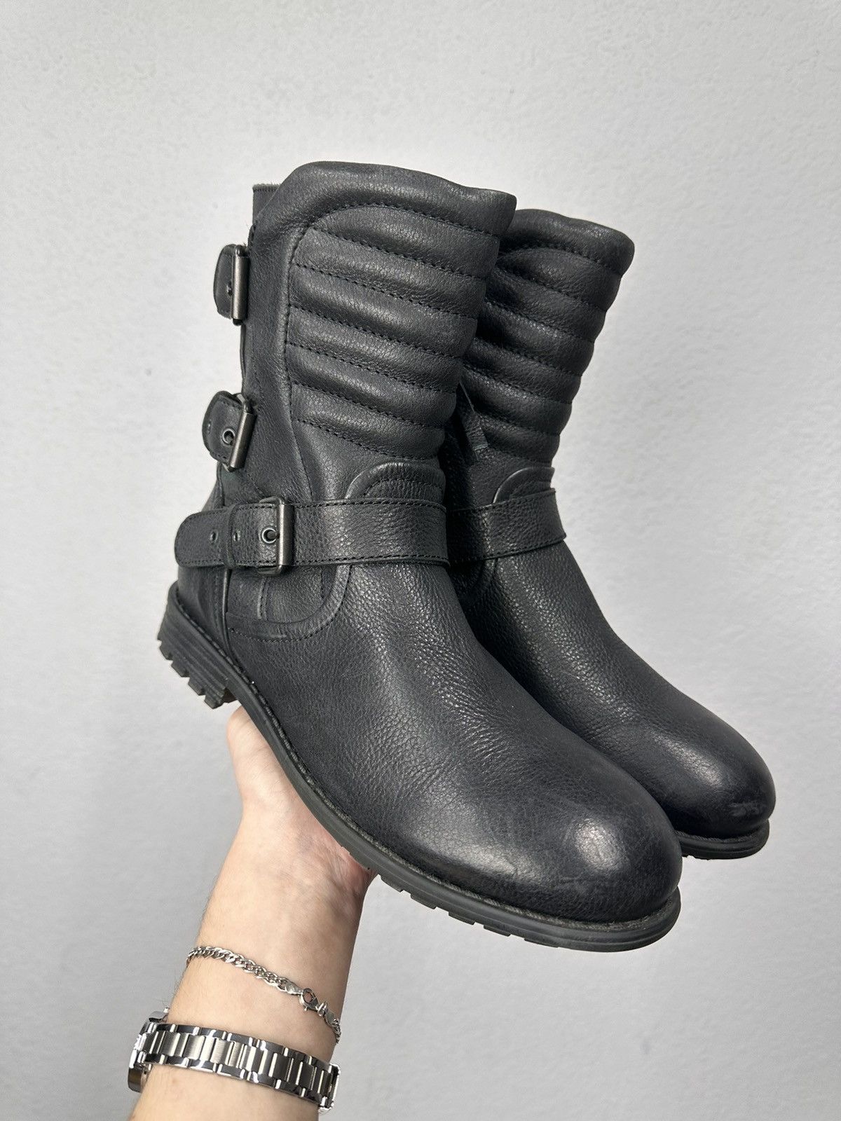 Vintage Leather Hight Boots Racing Daytona Style Guidi Y2K