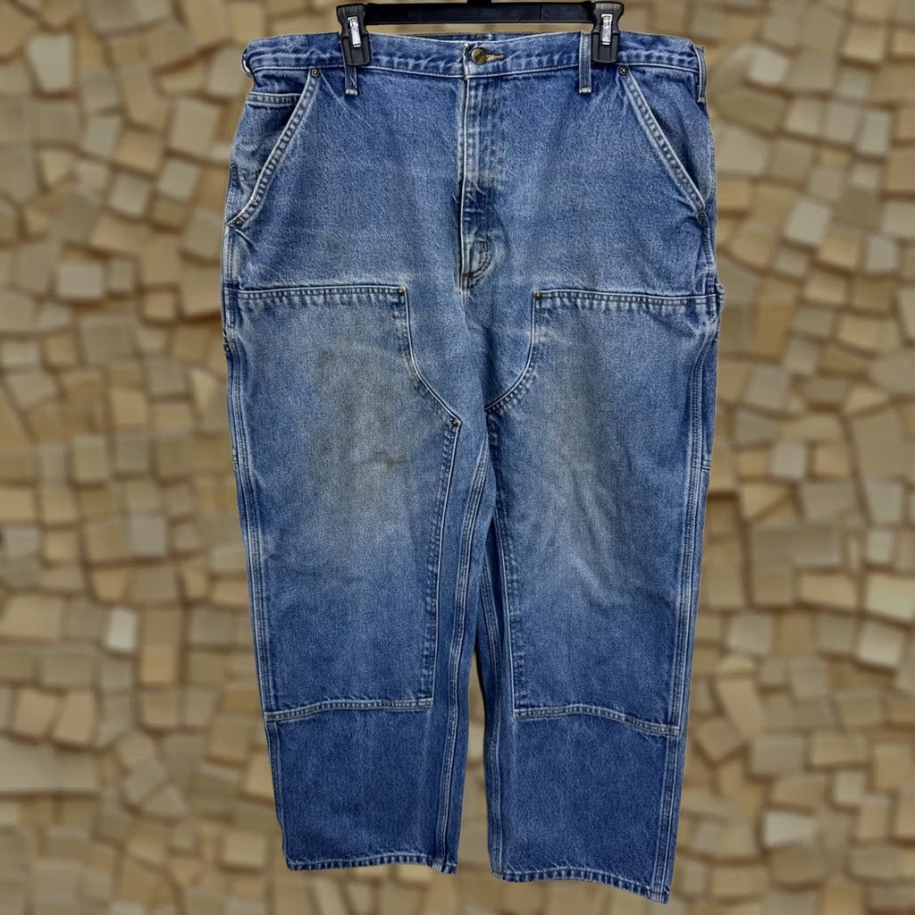 Carhartt VINTAGE Carhartt Jeans Men 40x30 DST Dungaree Fit Carpenter Double Knee Blue Work Size US 40 / EU 56 - 1 Thumbnail